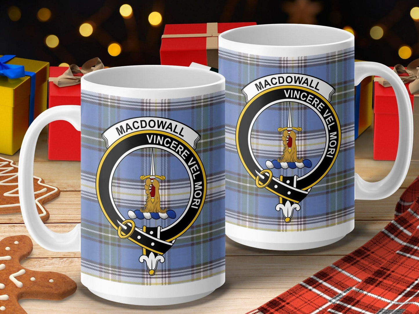 Macdowall Vincere Vel Mori Crest Plaid Mug product