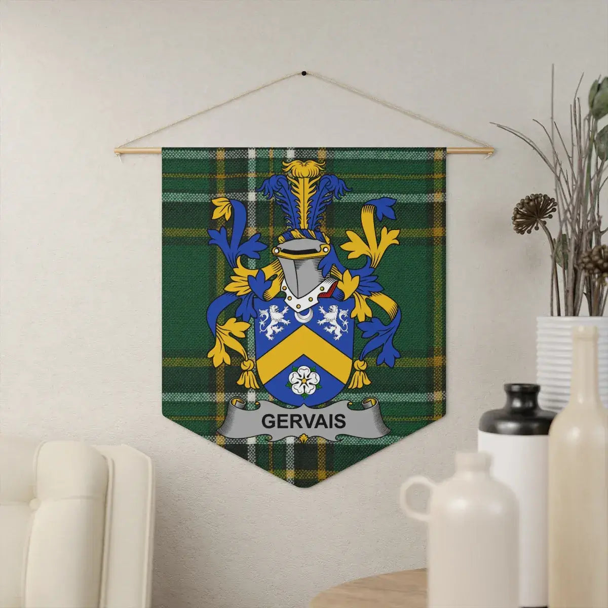 Green and Blue Gervais Tartan Plaid Wall Banner product