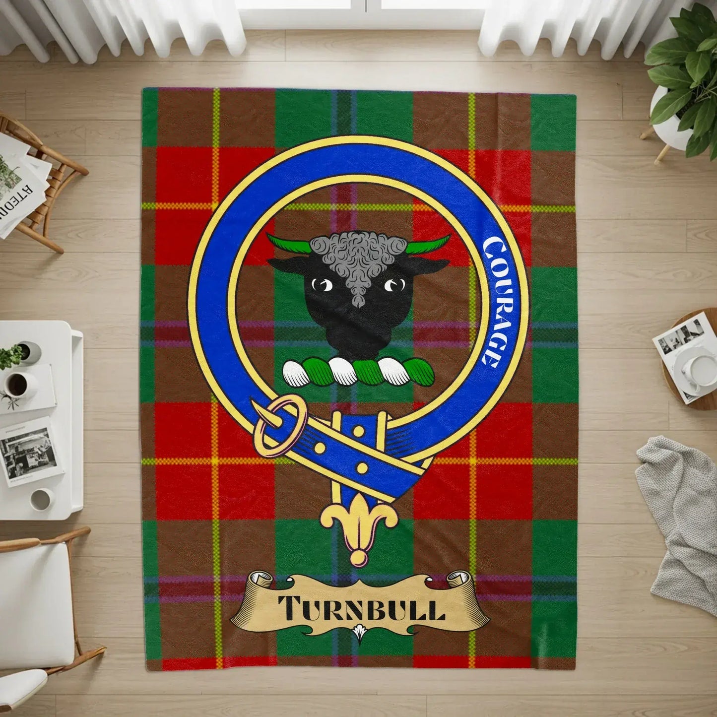 Courage Scottish Clan Turnbull Plaid Custom Rug product