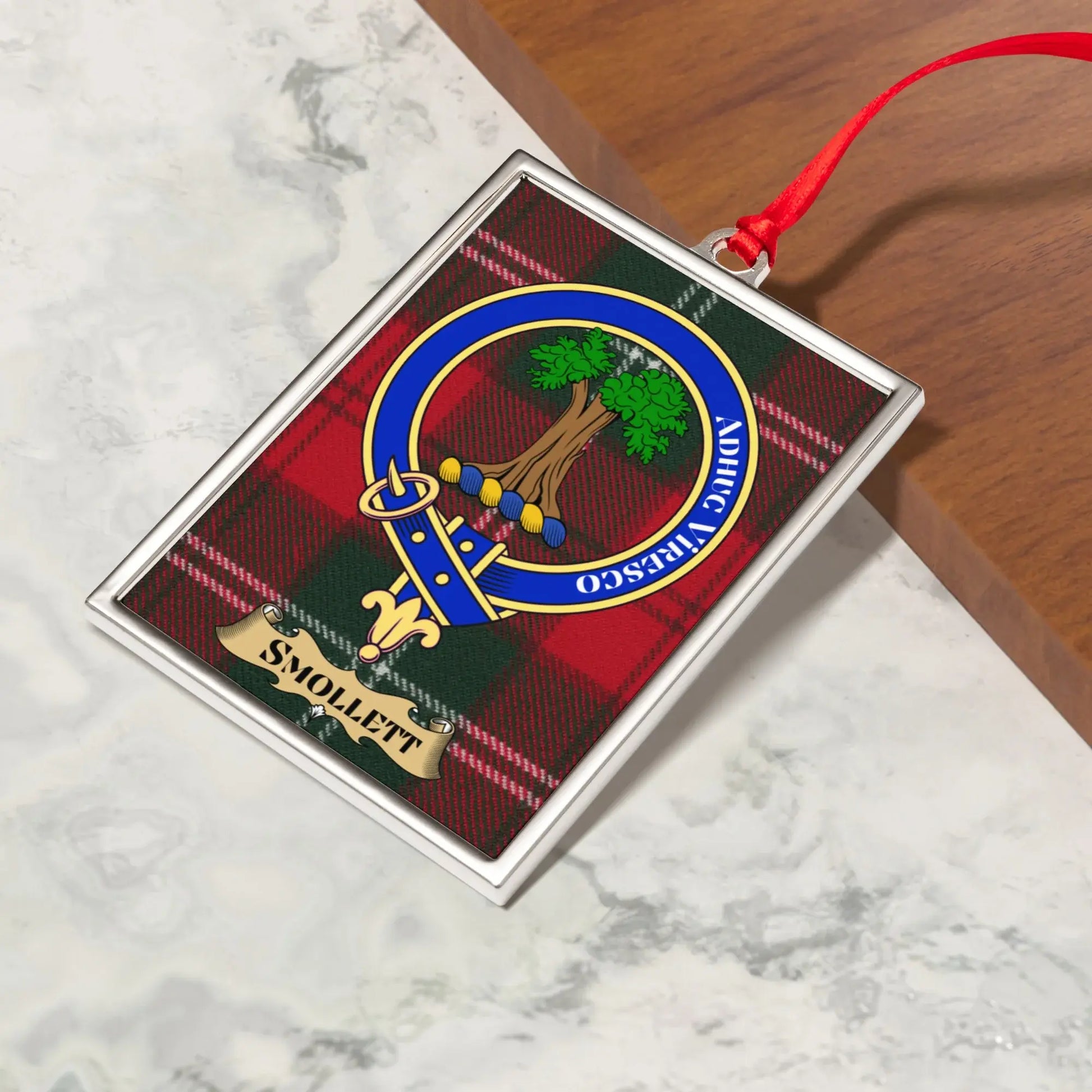 Colorful Smollett Clan Crest Plaid Ornament product type