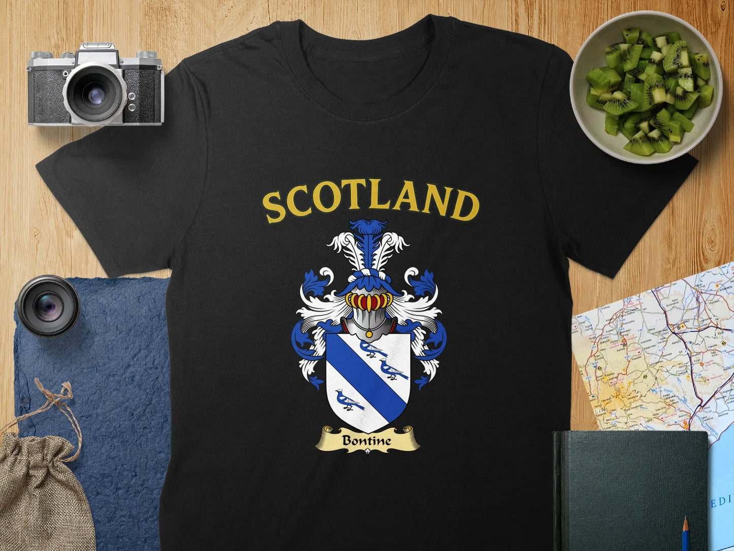 Scotland with Bonnic Family Crest Black Shirt product