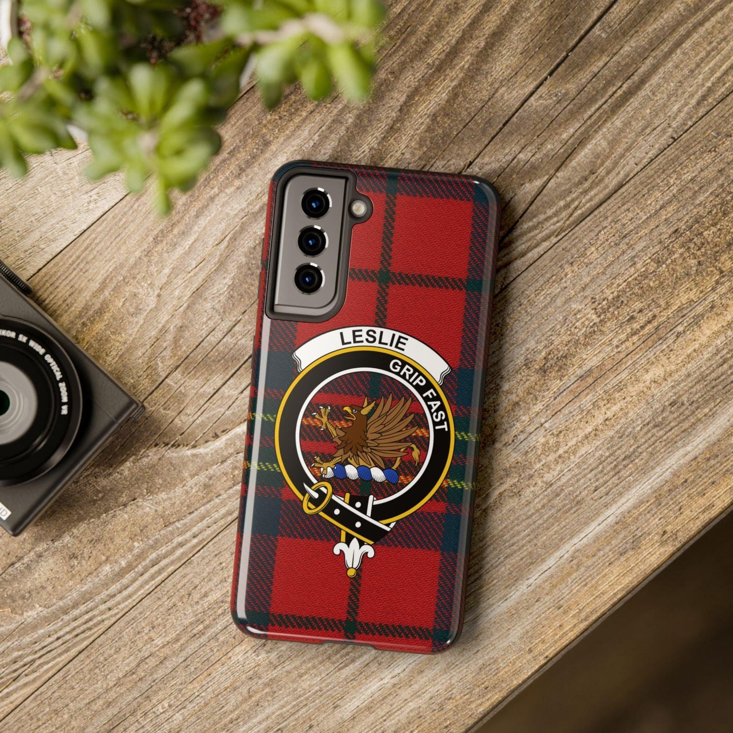 Leslie Clan Crest Scottish Tartan cell phone case - Celtic Ancestry Gifts