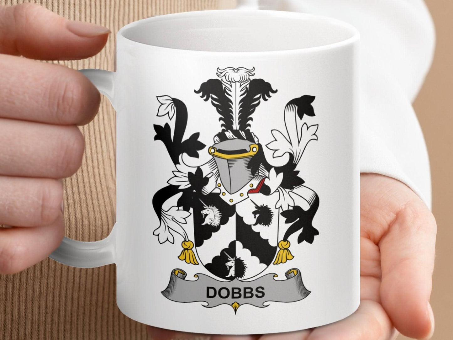 Dobbs Surname Irish Family Crest Mug - Celtic Ancestry Gifts