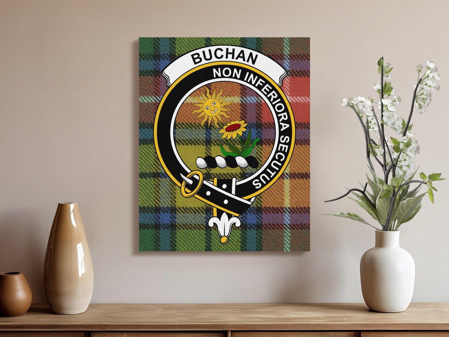 Buchan Scottish Tartan Crest Canvas - Celtic Ancestry Gifts
