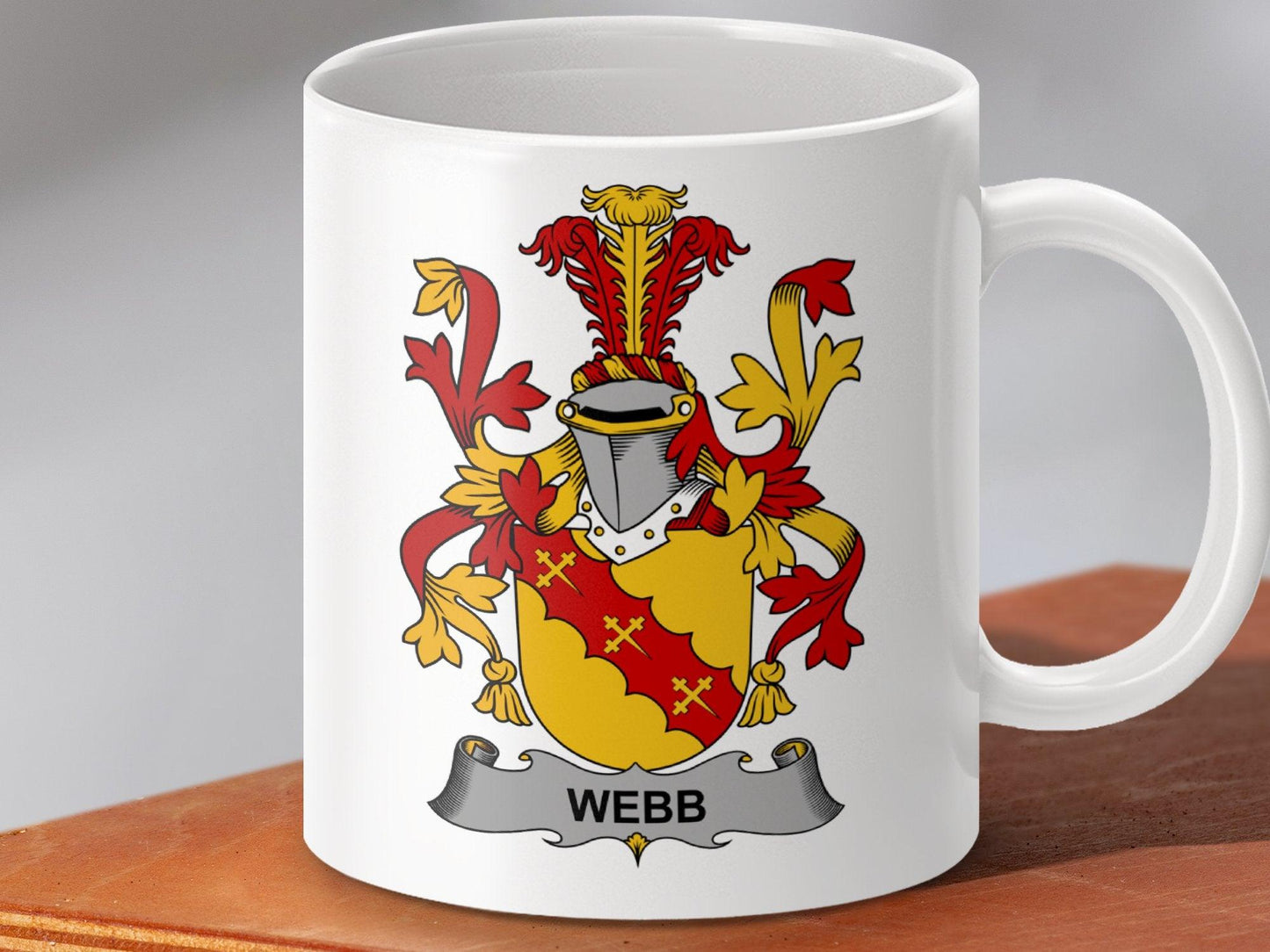 Webb Surname Family Coat of Arms Crest Mug - Celtic Ancestry Gifts