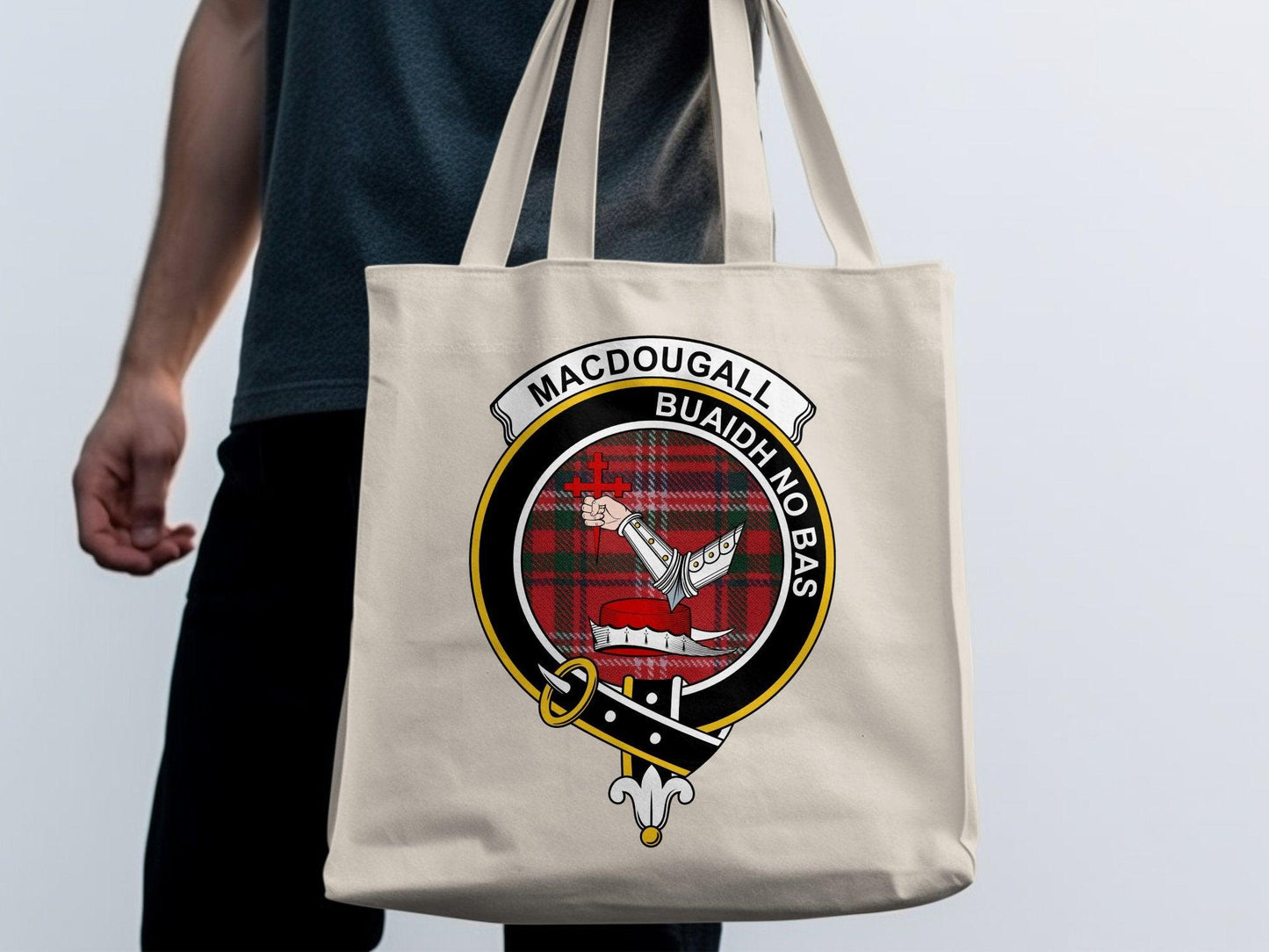 MacDougall Clan Crest Tartan Tote Bags - Celtic Ancestry Gifts