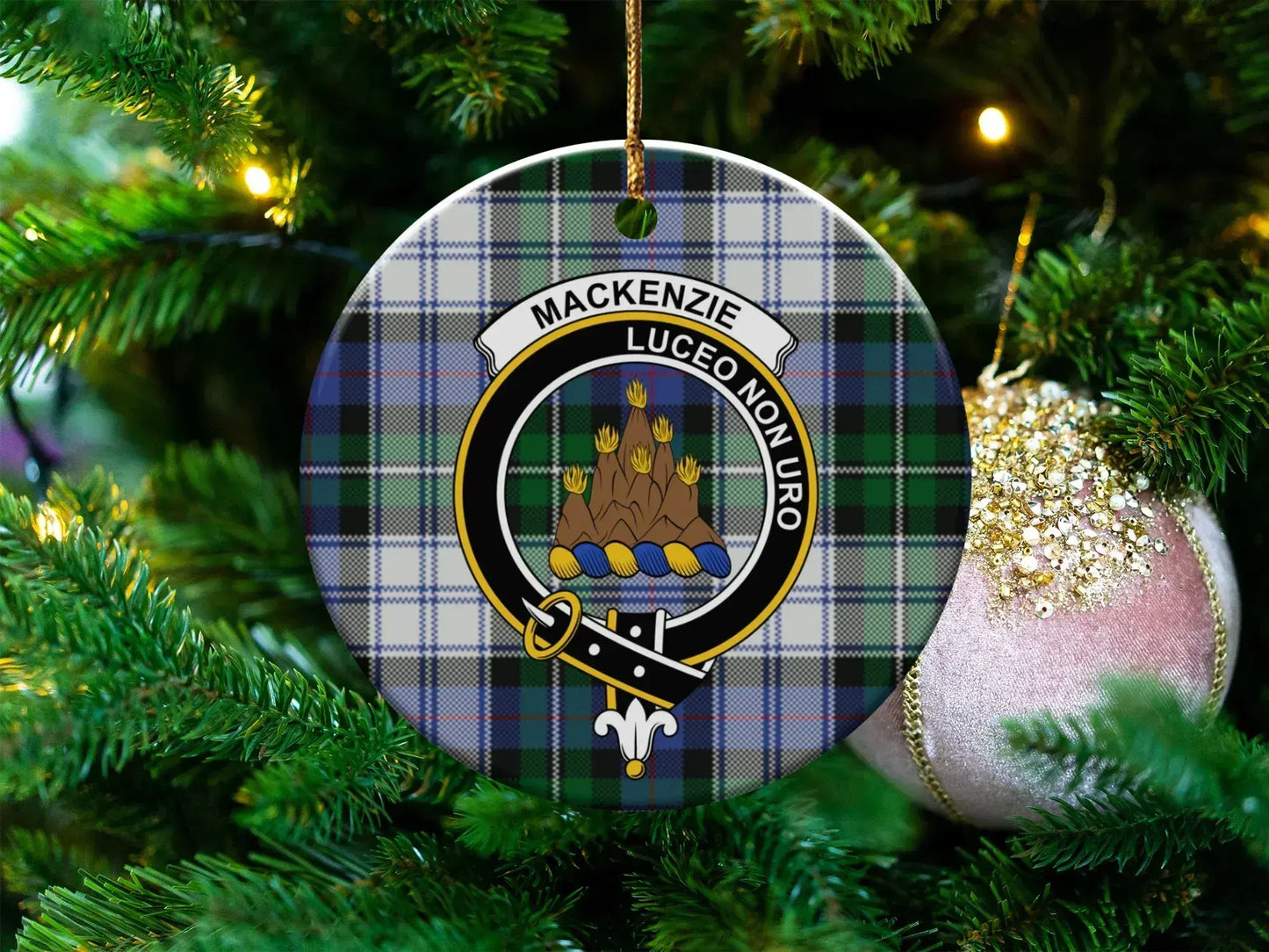Mackenzie Luceo Non Uro Plaid Round Ornament product type