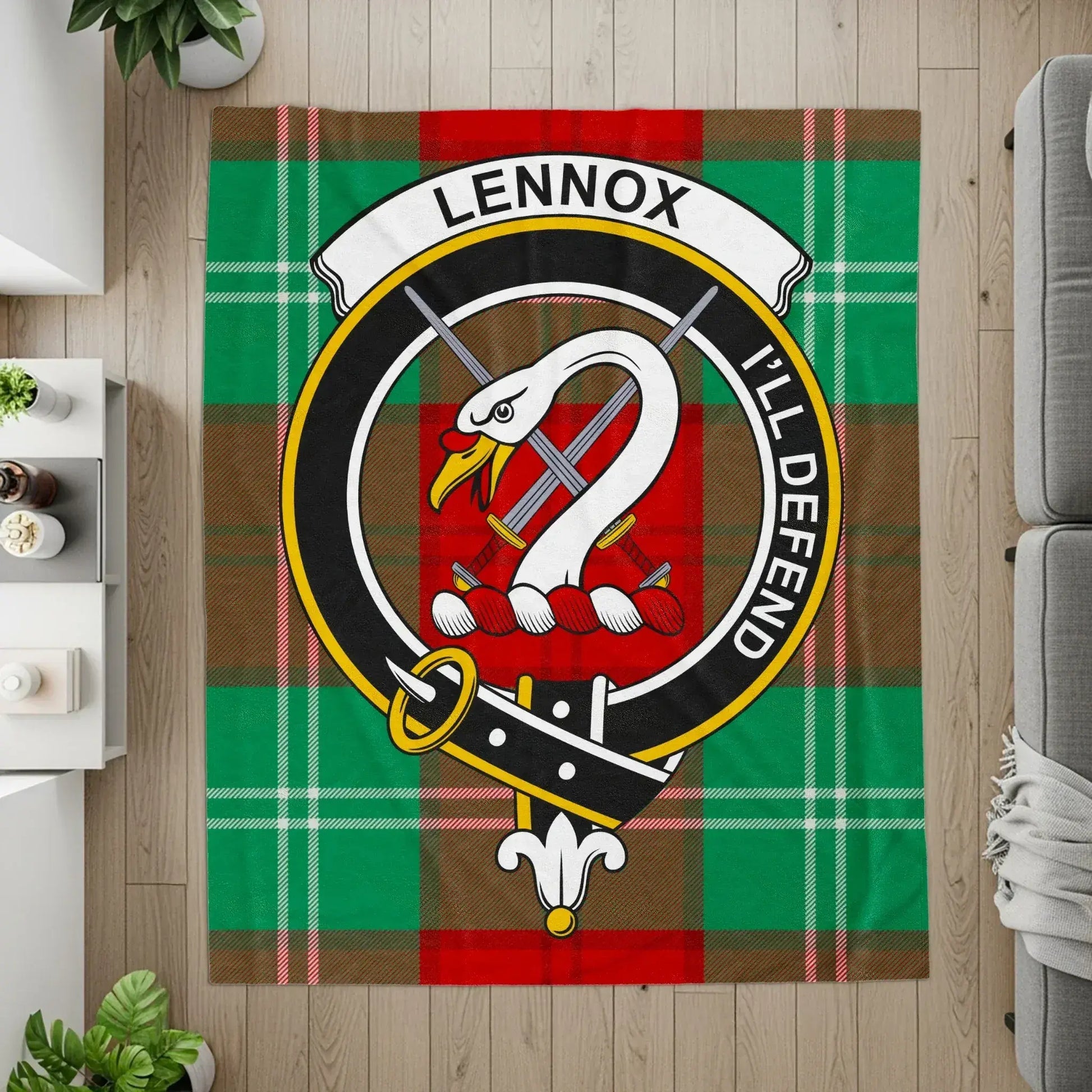 Clan Lennox Crest I'll Defend Plaid Blanket product type