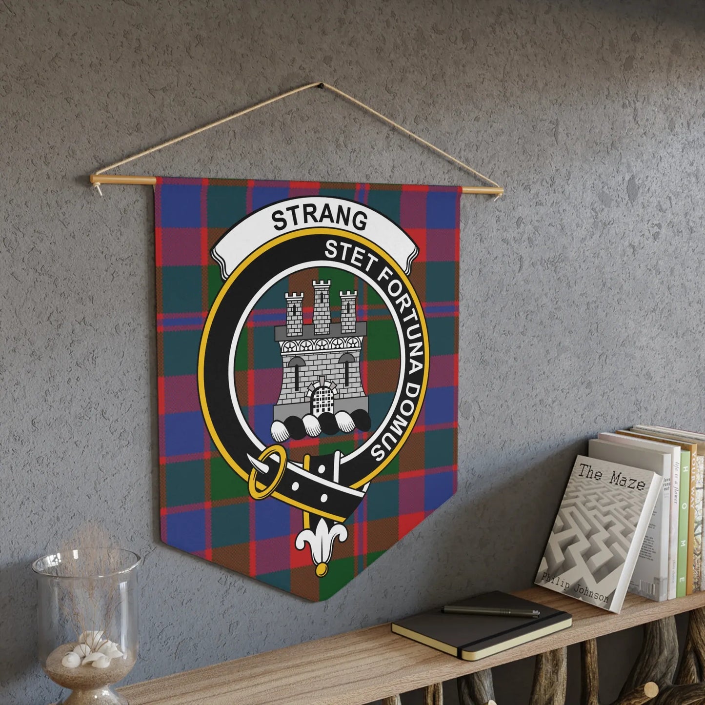 Strang Crest Banner with Tartan Design Wall Art product