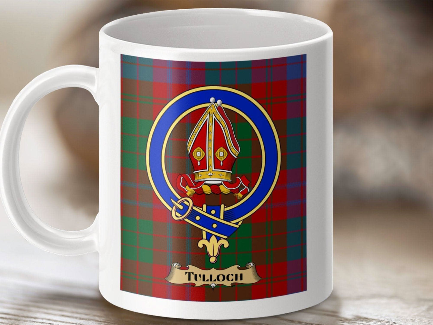 Clan Tulloch Crest Tartan Design Coffee Mug product