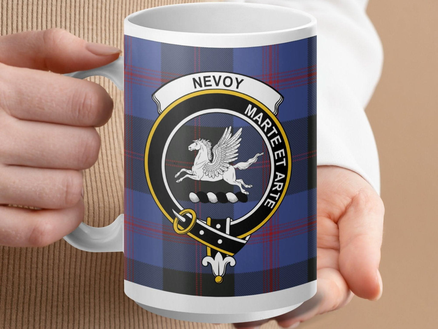 Nevoy family crest with Pegasus image mug product type