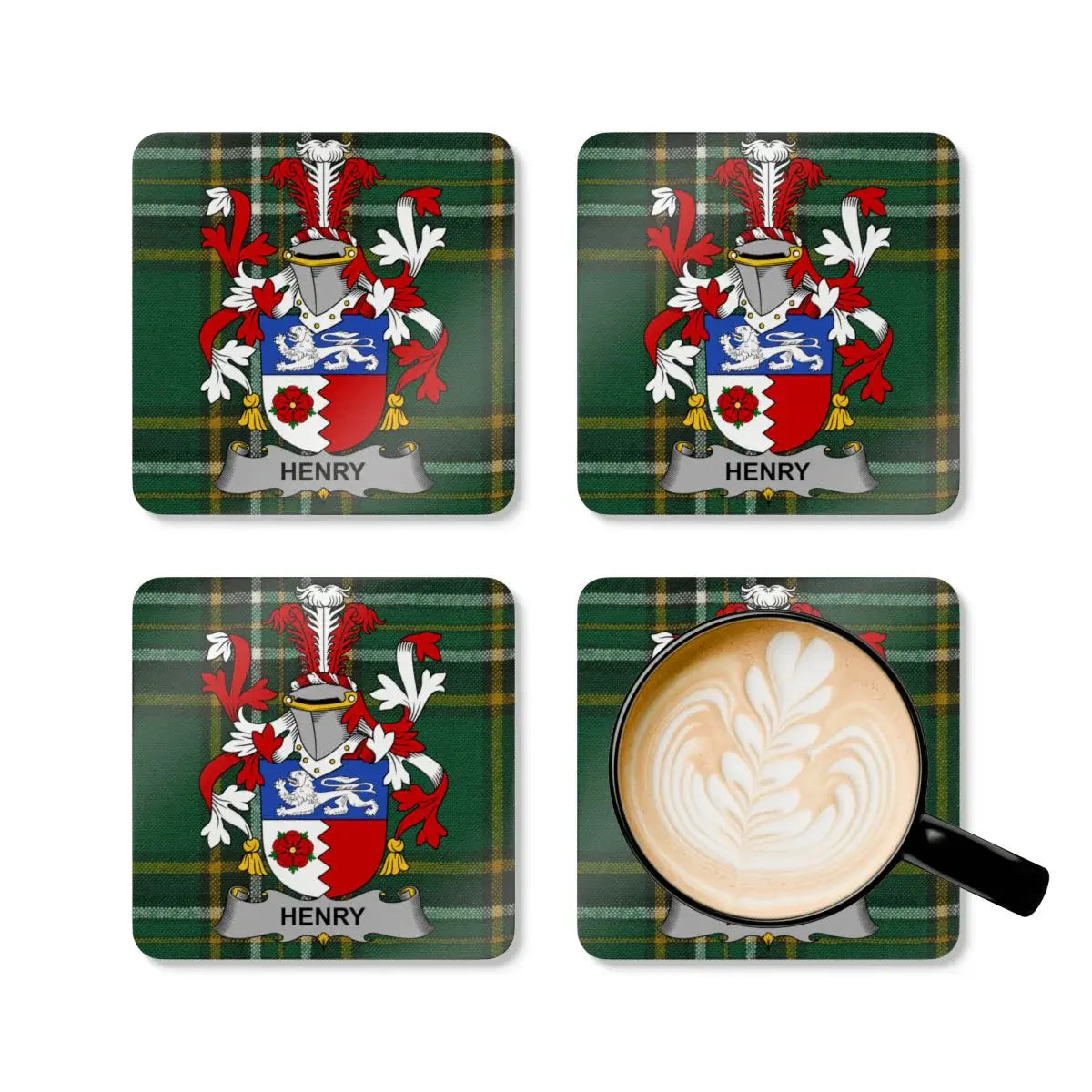 Personalized Family Crest Coasters Set Custom product type