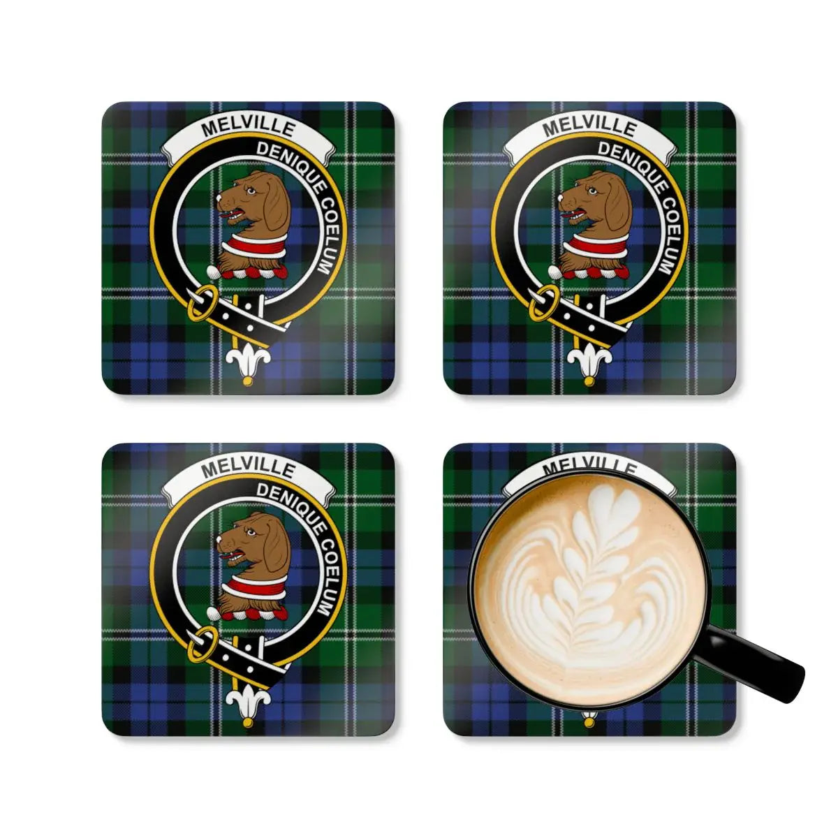 Melville DeniqUe CoelUIm Crest Plaid Coaster Set product type