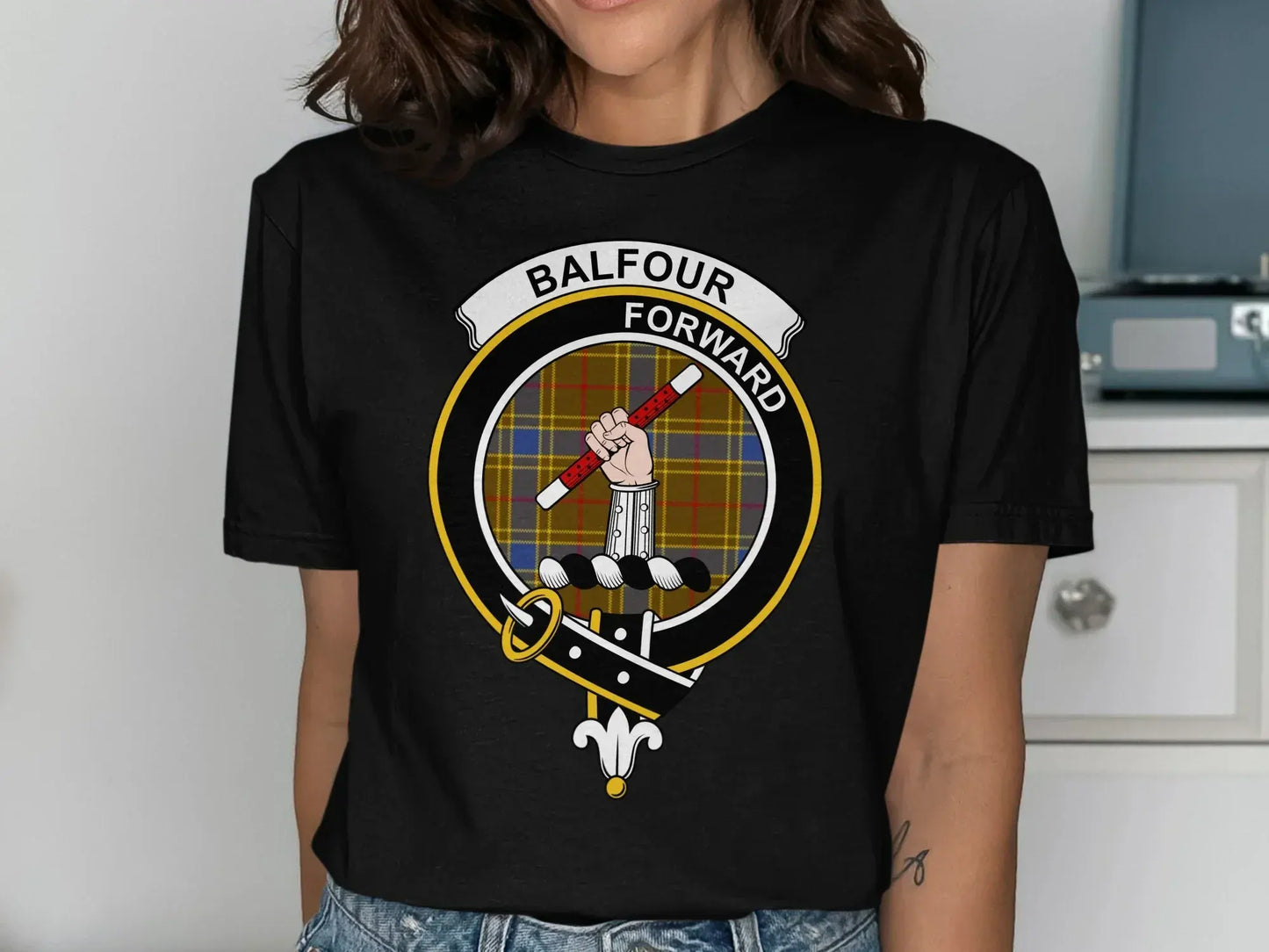 Balfour Forward T-Shirt with Clan Crest Design product type