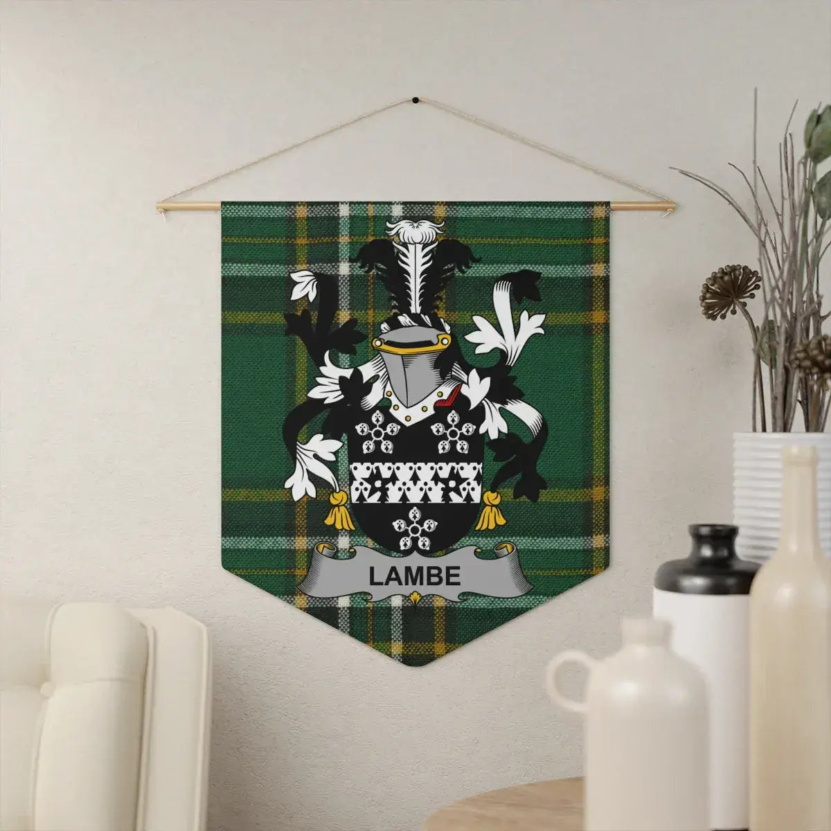 Personalized Lambe Family Crest Tartan Wall Hanging product