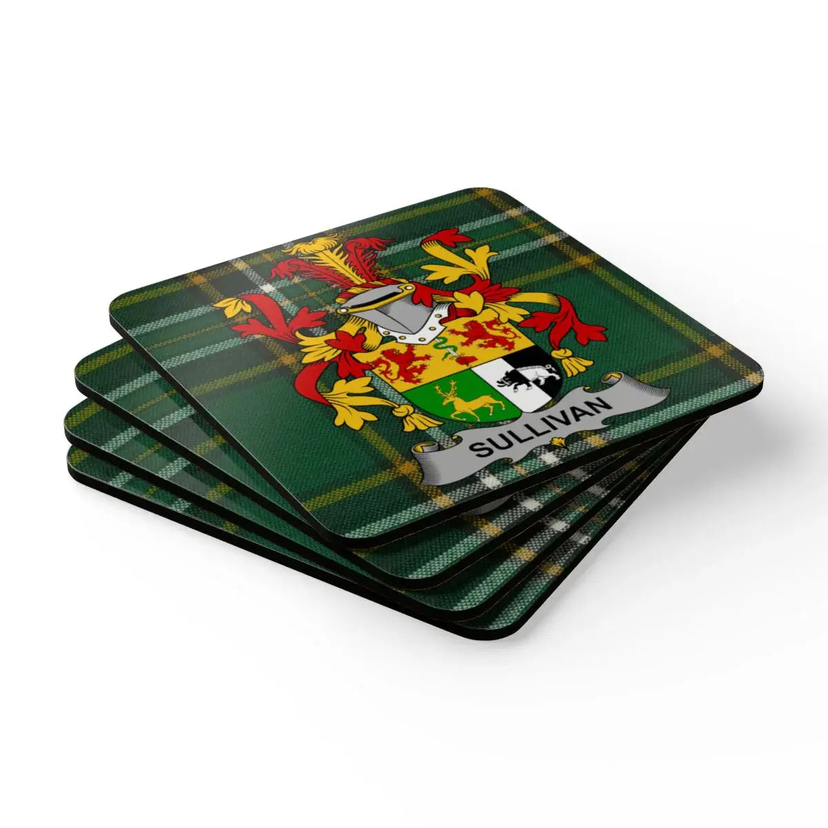 Sullivan Family Crest Plaid Design Coasters product type