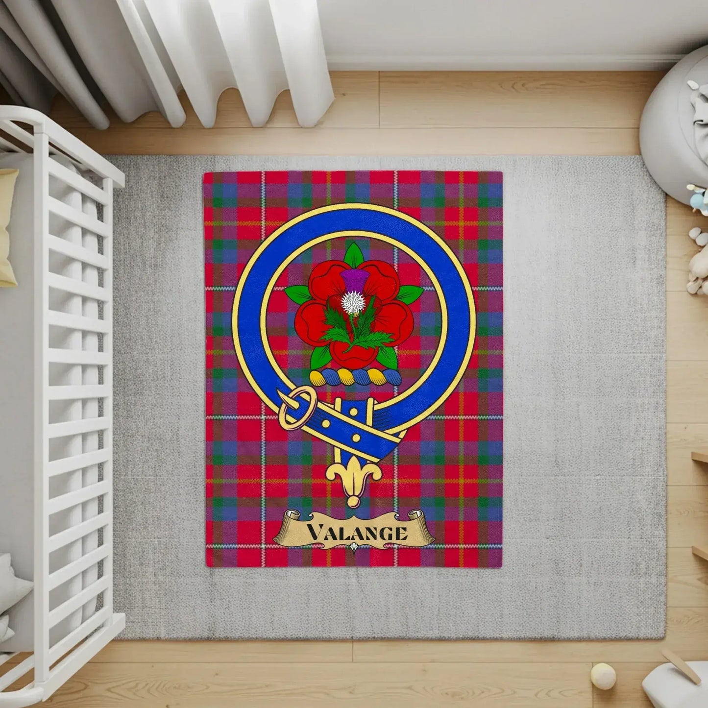 Tartan Pattern with Ancient Clan Crest Rug product
