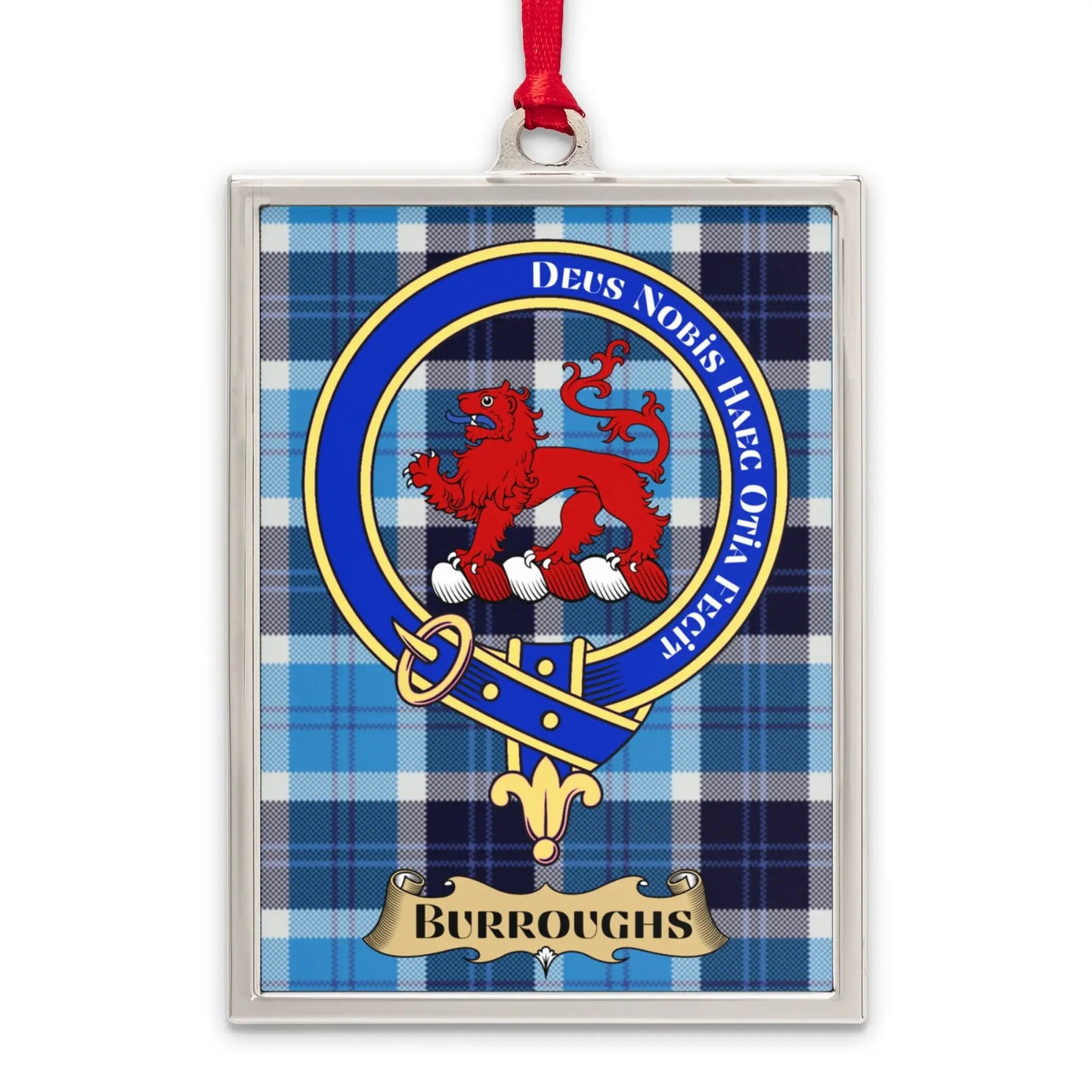 Blue Plaid Burroughs Family Crest Ornament product type