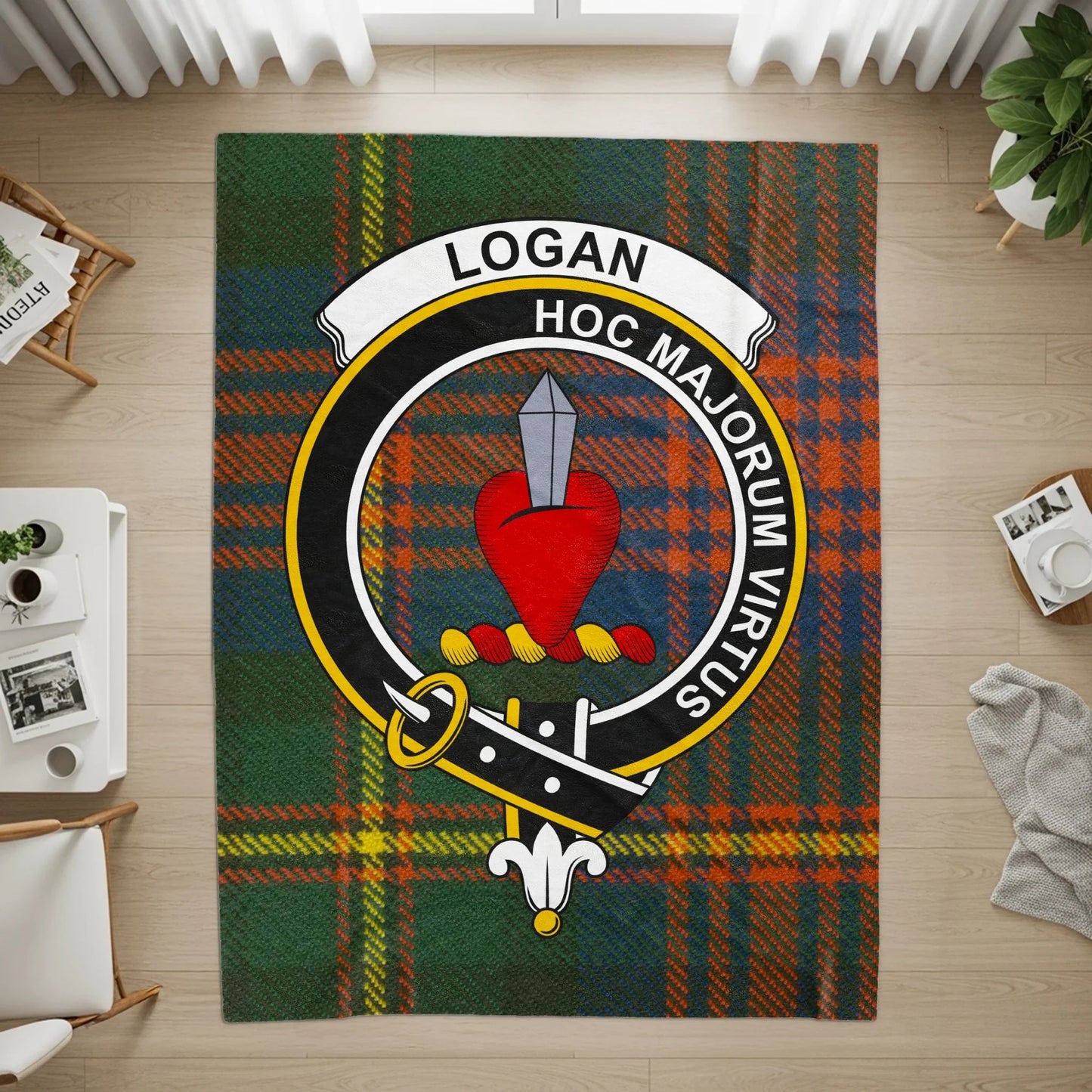 Logan Clan Tartan Rug with Heart and Sword product type
