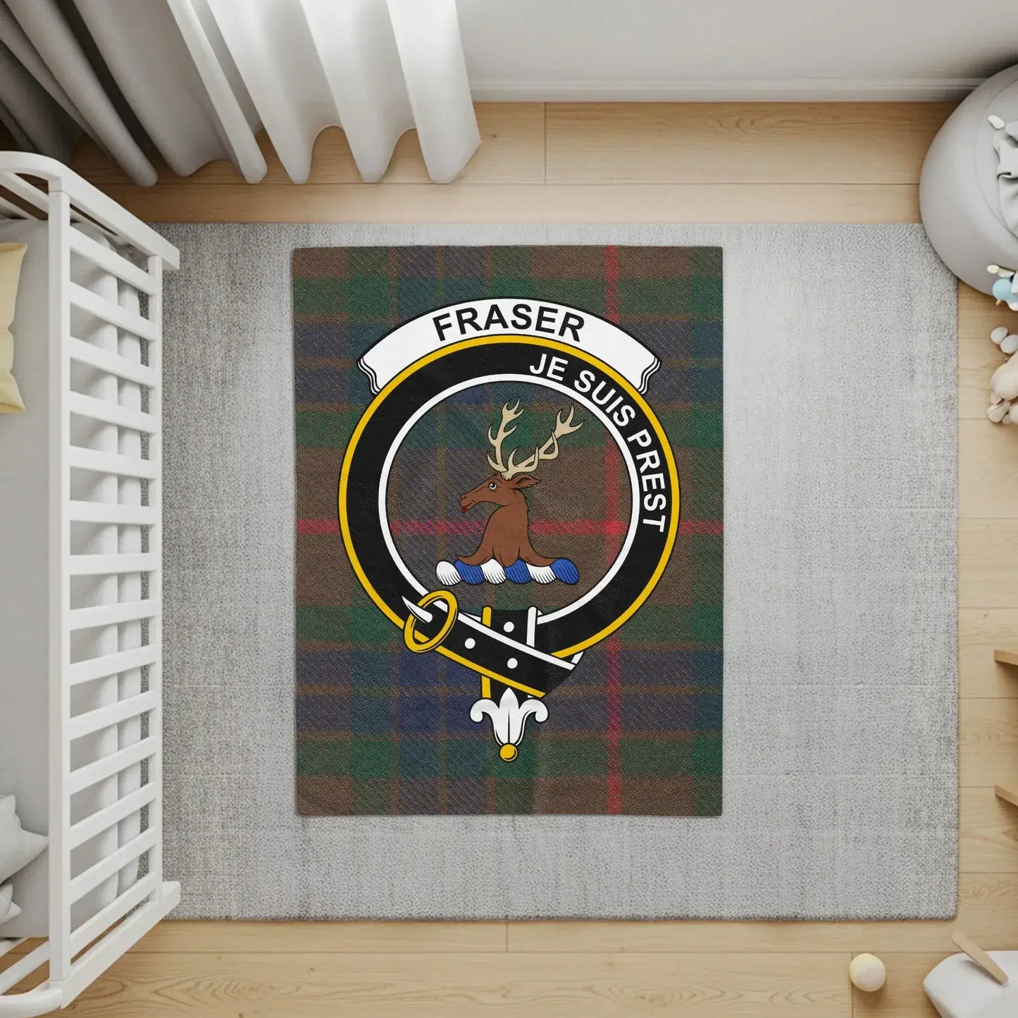Fraser Je Suis Prest Tartan Crest Rug product