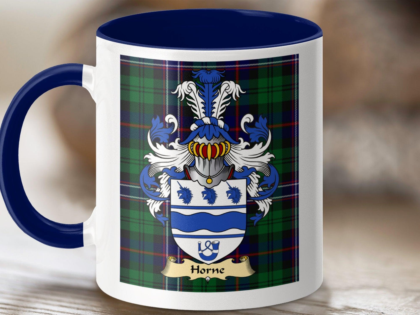 Horne Clan Surname Coat Of Arms Scottish Mug - Celtic Ancestry Gifts