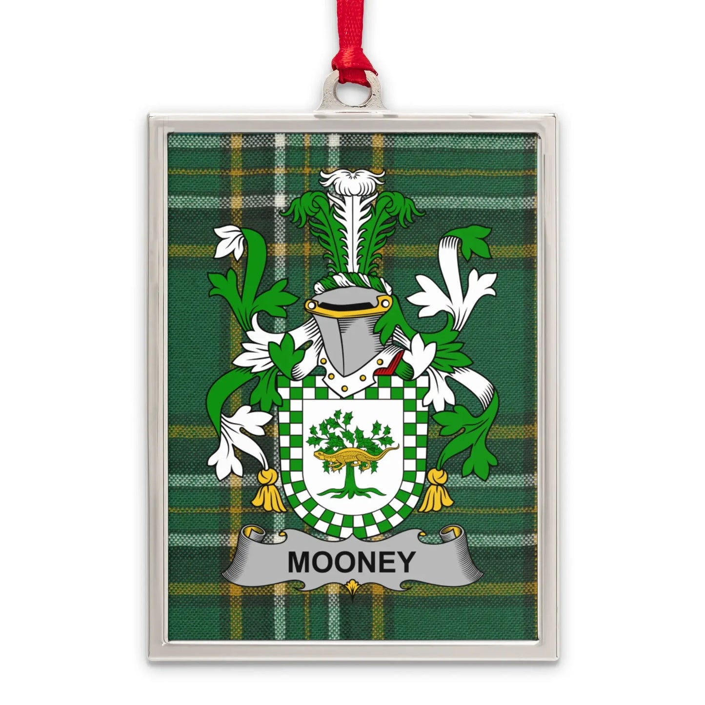 Mooney Family Crest Plaid Background Product