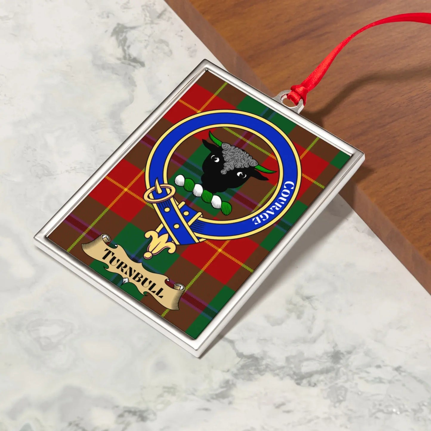 Turnbull Scottish Clan Crest Plaid Design Ornament product