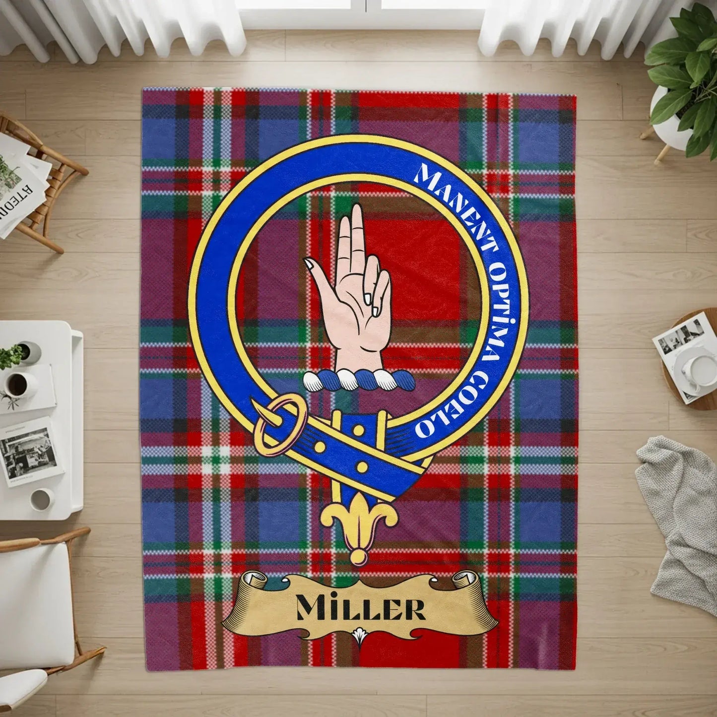 Customizable Clan Tartan Rug with Crest Design product