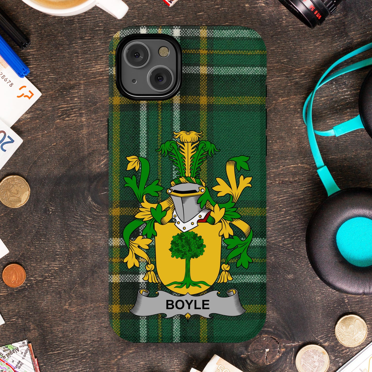 Boyle Irish Surname Family Crest Cell phone cover - Celtic Ancestry Gifts