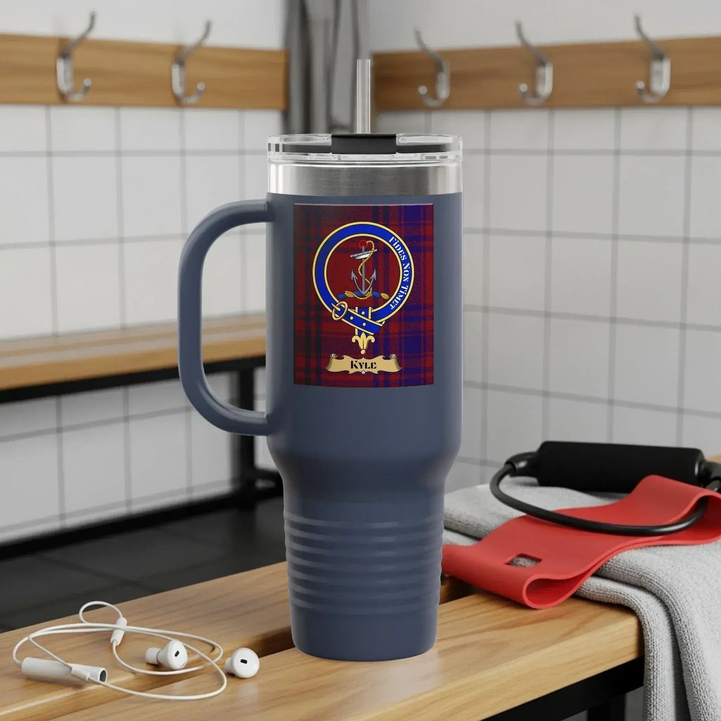 Personalized Plaid Insulated Travel Mug Tumbler product