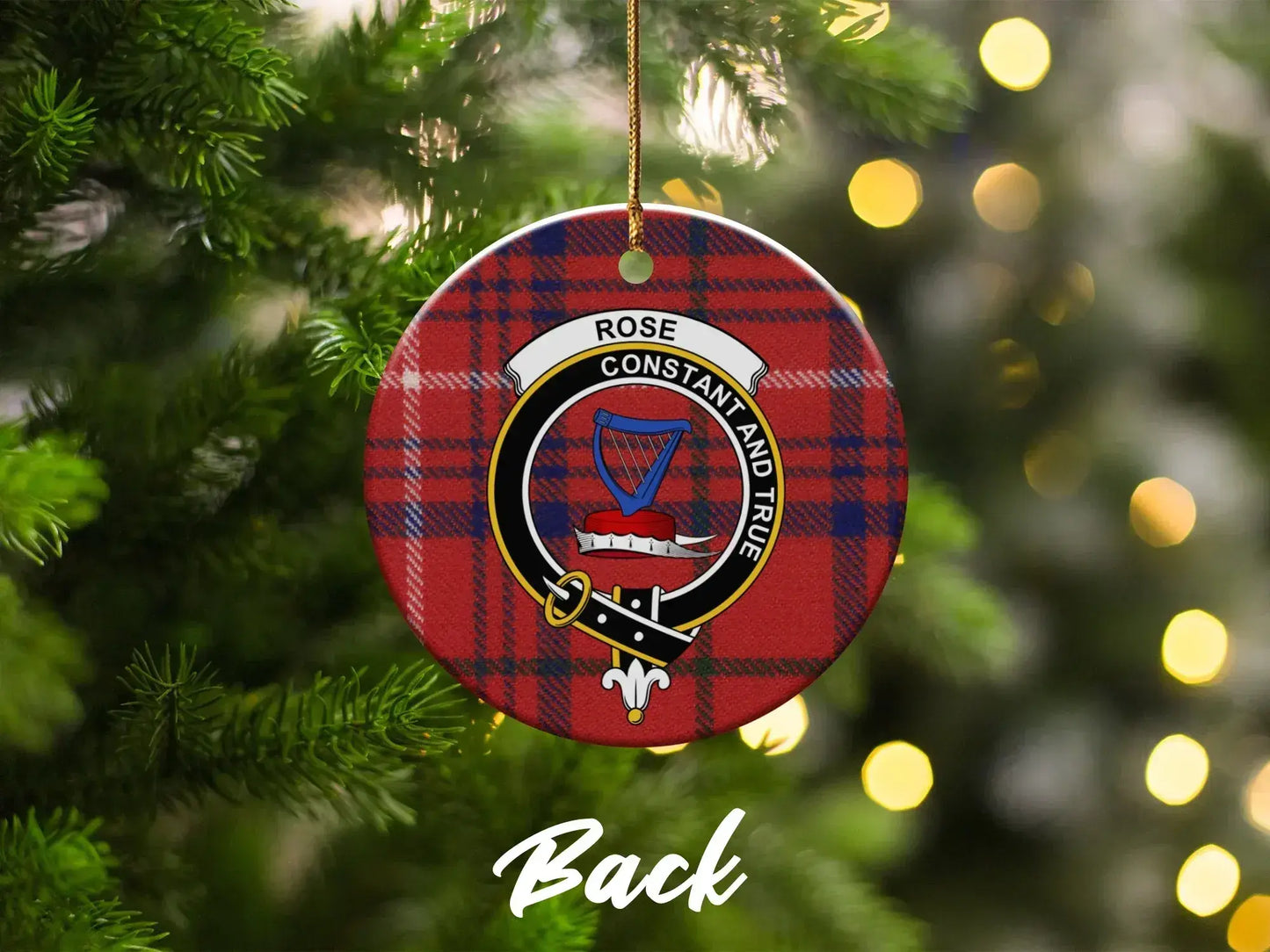 Rose Constant and True Plaid Christmas Ornament product type