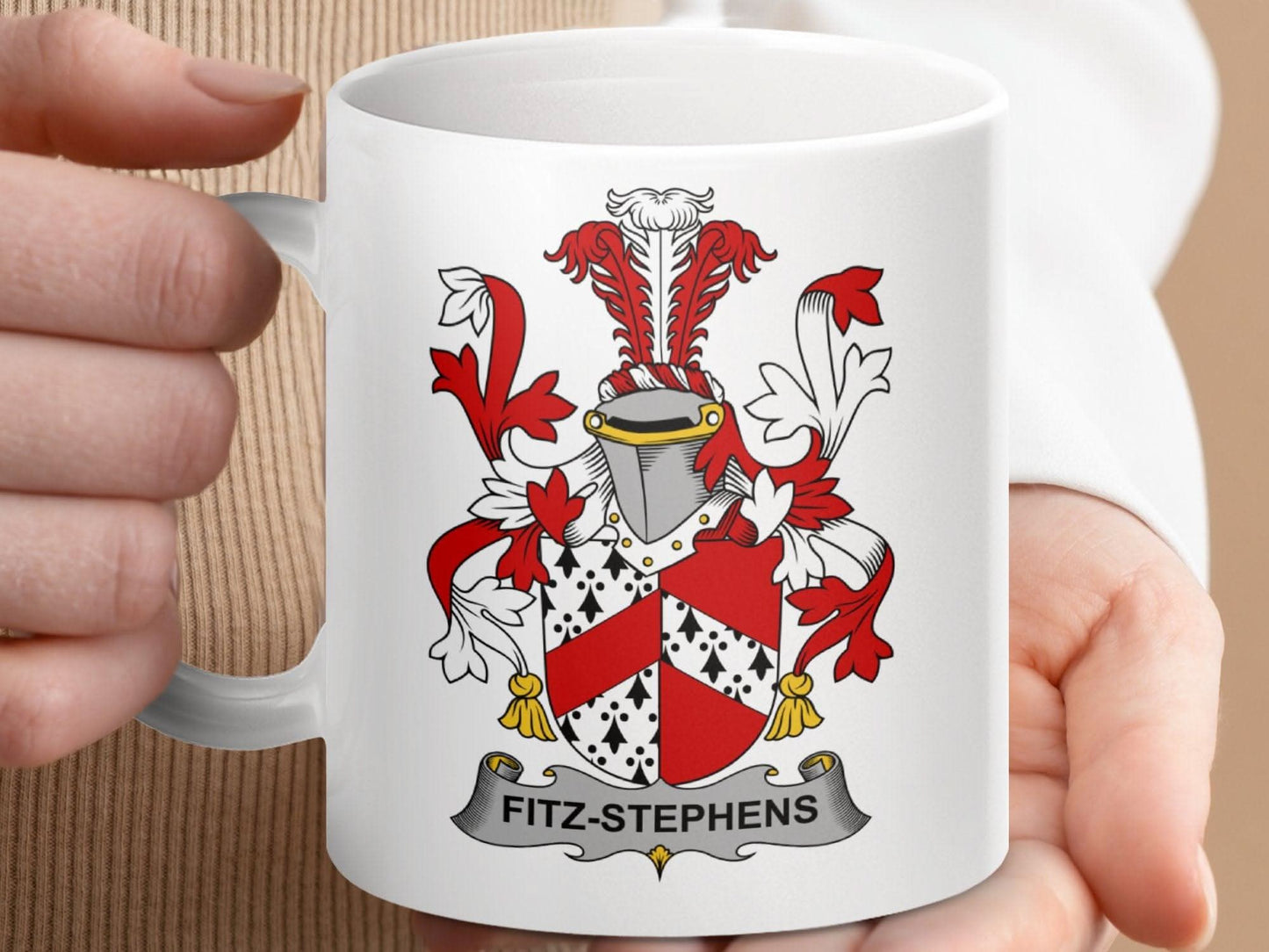 Fitz-Stephens Surname Irish Family Crest Mug - Celtic Ancestry Gifts