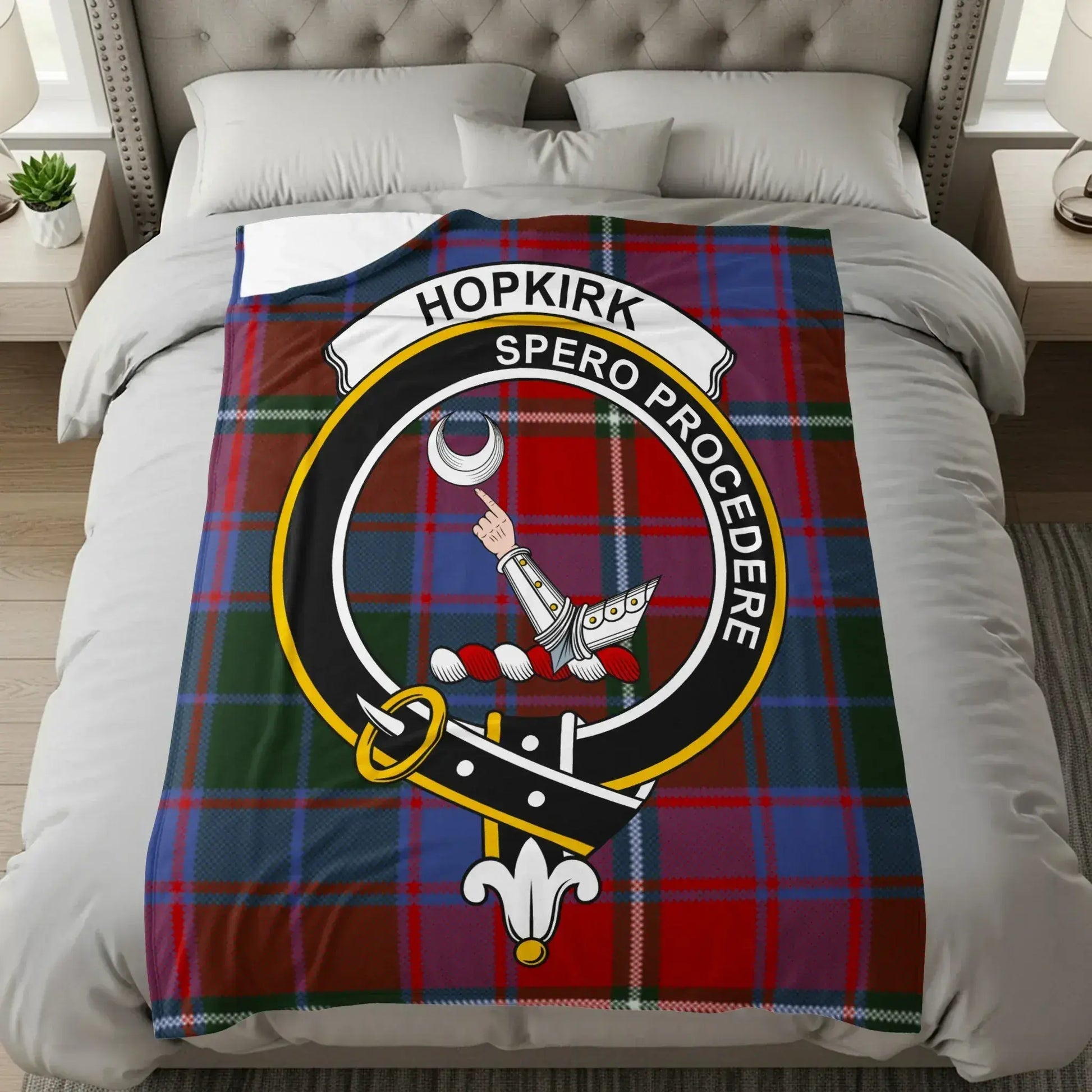 Hopkirk Clan Crest Print Plaid Shield Design Bedding product