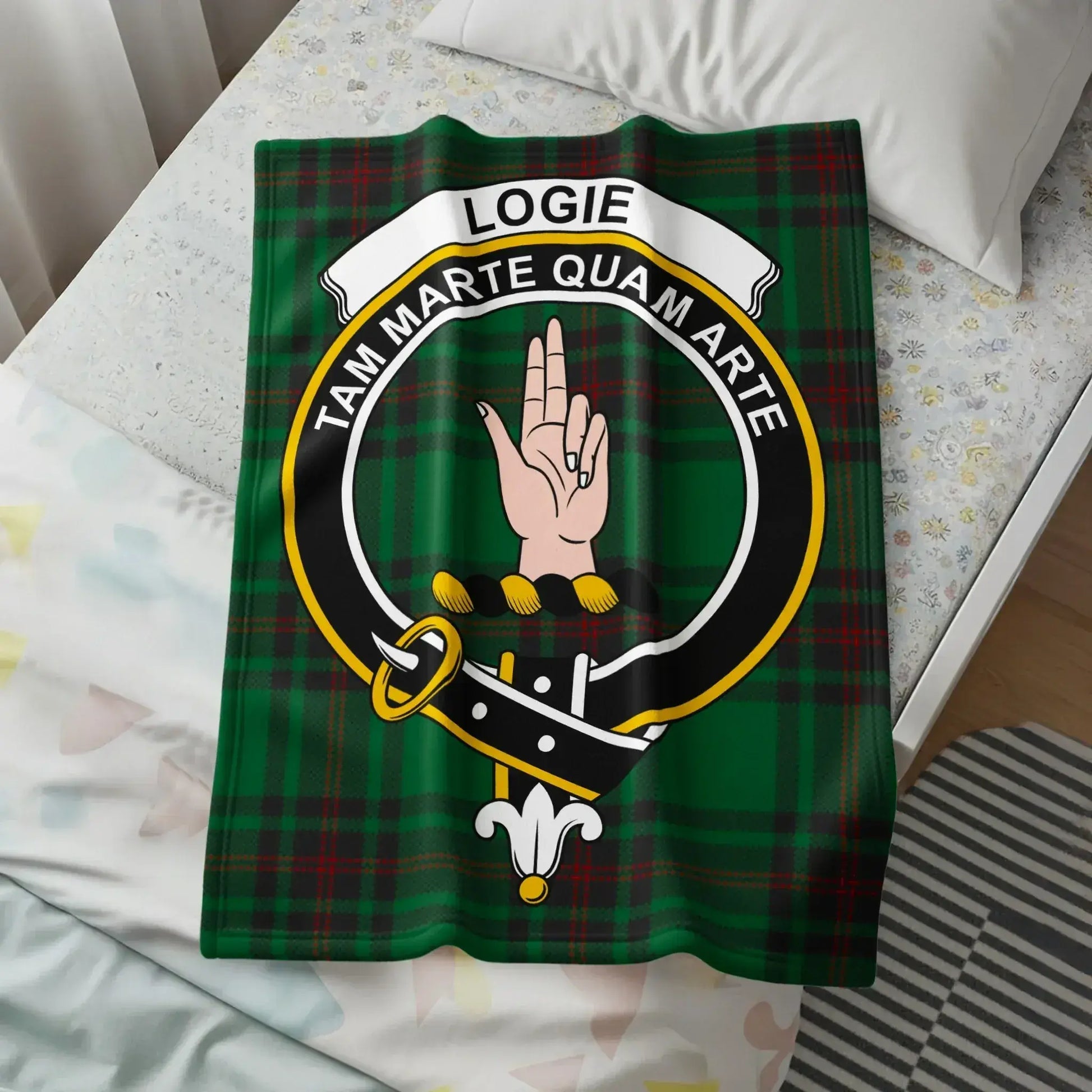 Clan Logie Crest Tartan Design Cozy Home Decor Blanket product