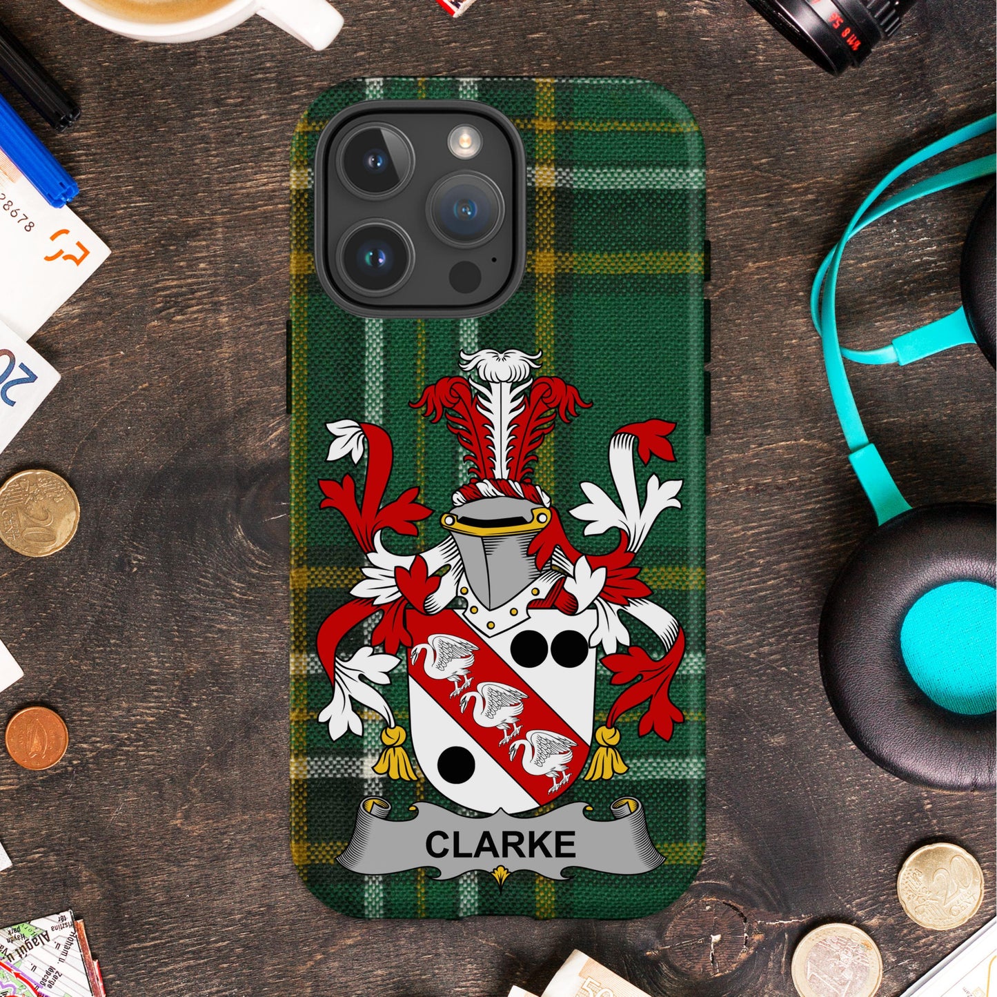 Elegant Custom Clarke Coat of Arms Phone Case product