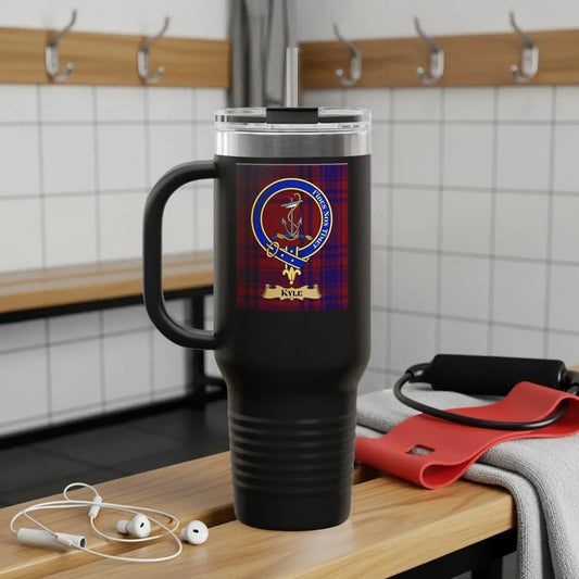 Personalized Plaid Emblem Black Tumbler For Beverages product type