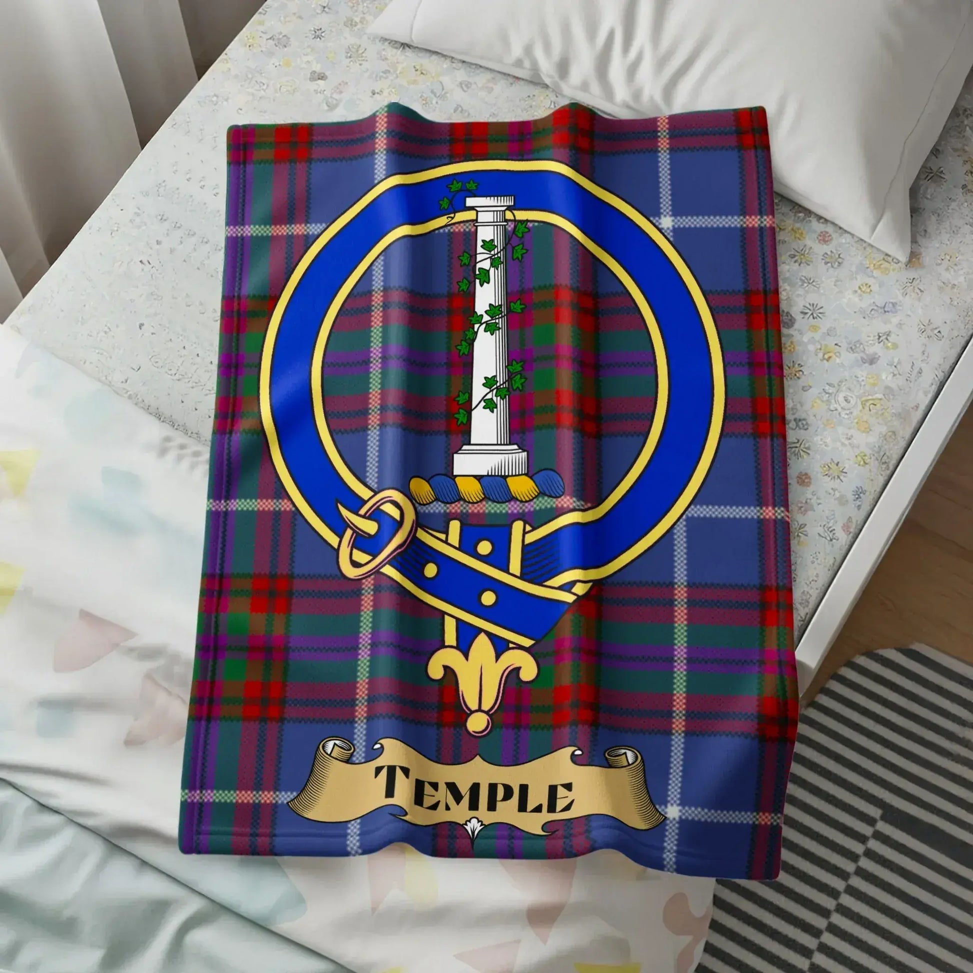 Blue and Red Temple Scottish Tartan Blanket product
