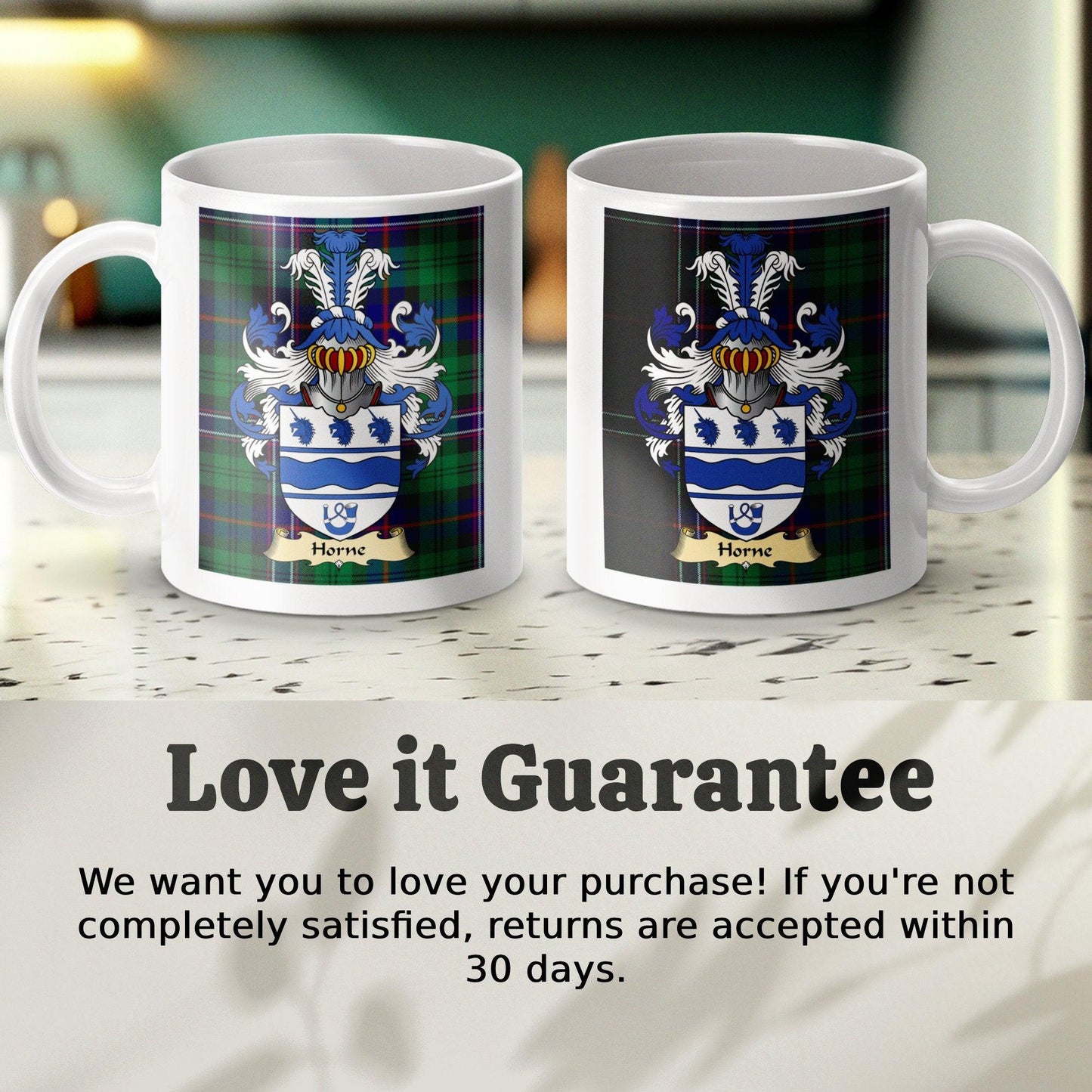 Horne Clan Surname Coat Of Arms Scottish Mug - Celtic Ancestry Gifts