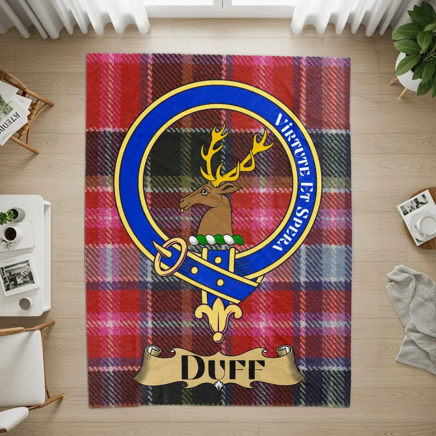 Duff Clan Tartan Plaid Deer Custom Name Rug product