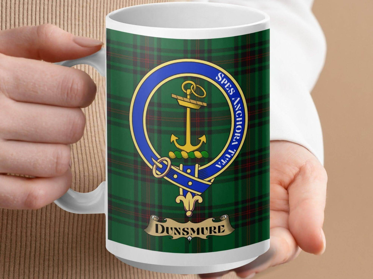 Dunsmure Crest Green Plaid Mug Clan Tartan Cup product