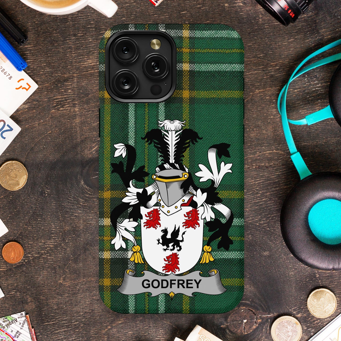 Godfrey Surname Family Crest Cell Phone Cover - Celtic Ancestry Gifts
