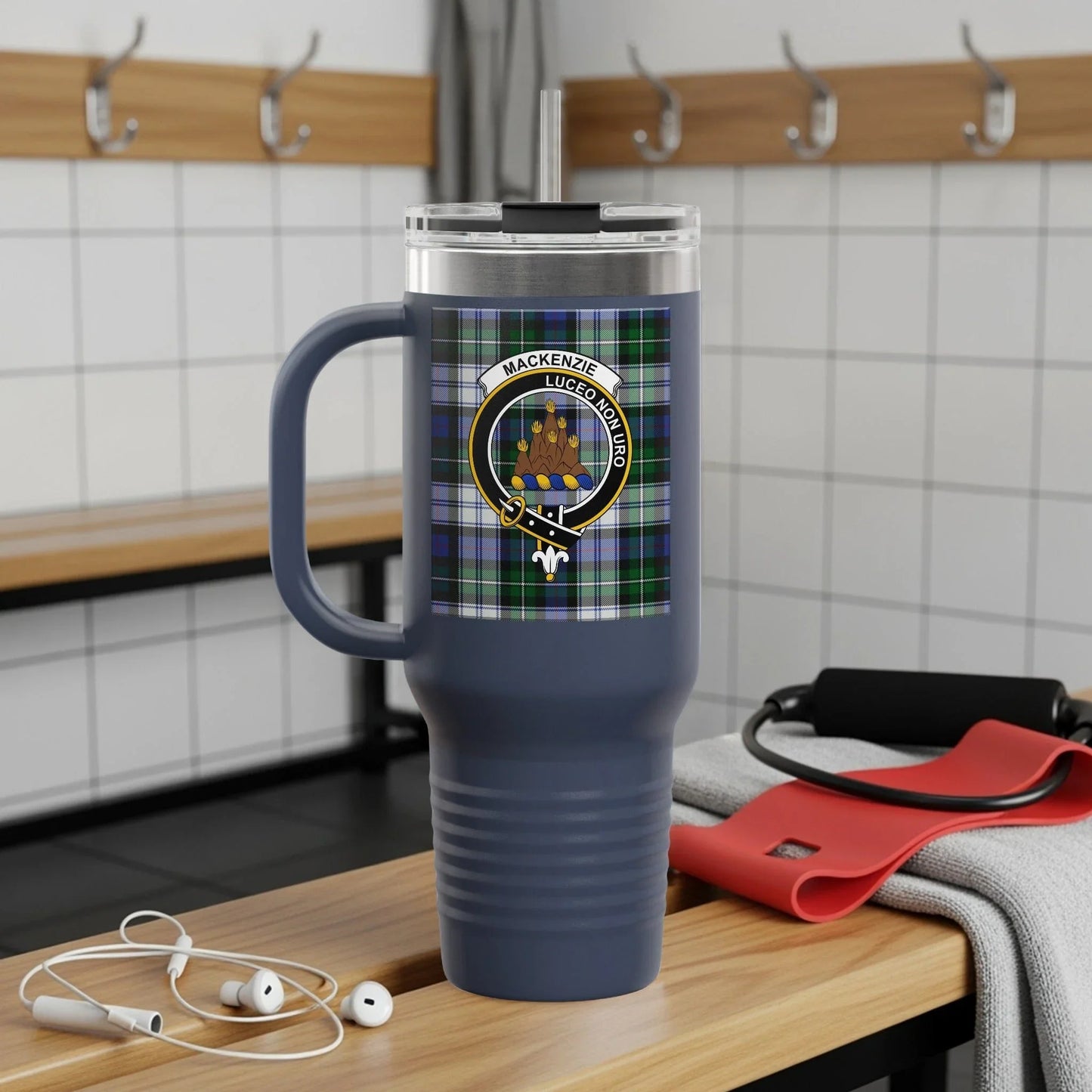 Mackenzie Clan Tartan Travel Mug Insulated Beverage Holder product