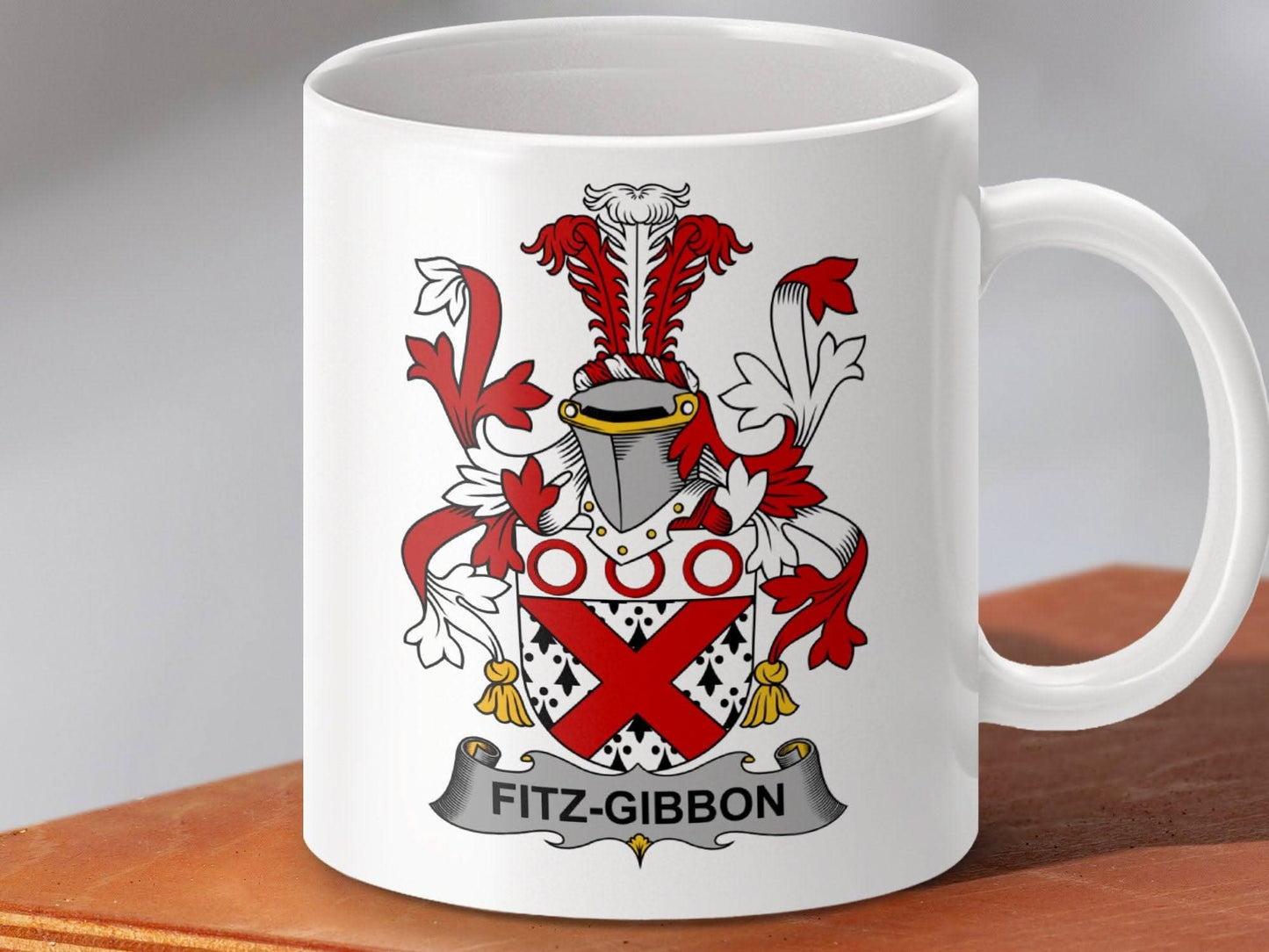 Fitz-Gibbon Surname Irish Family Crest Mug - Celtic Ancestry Gifts
