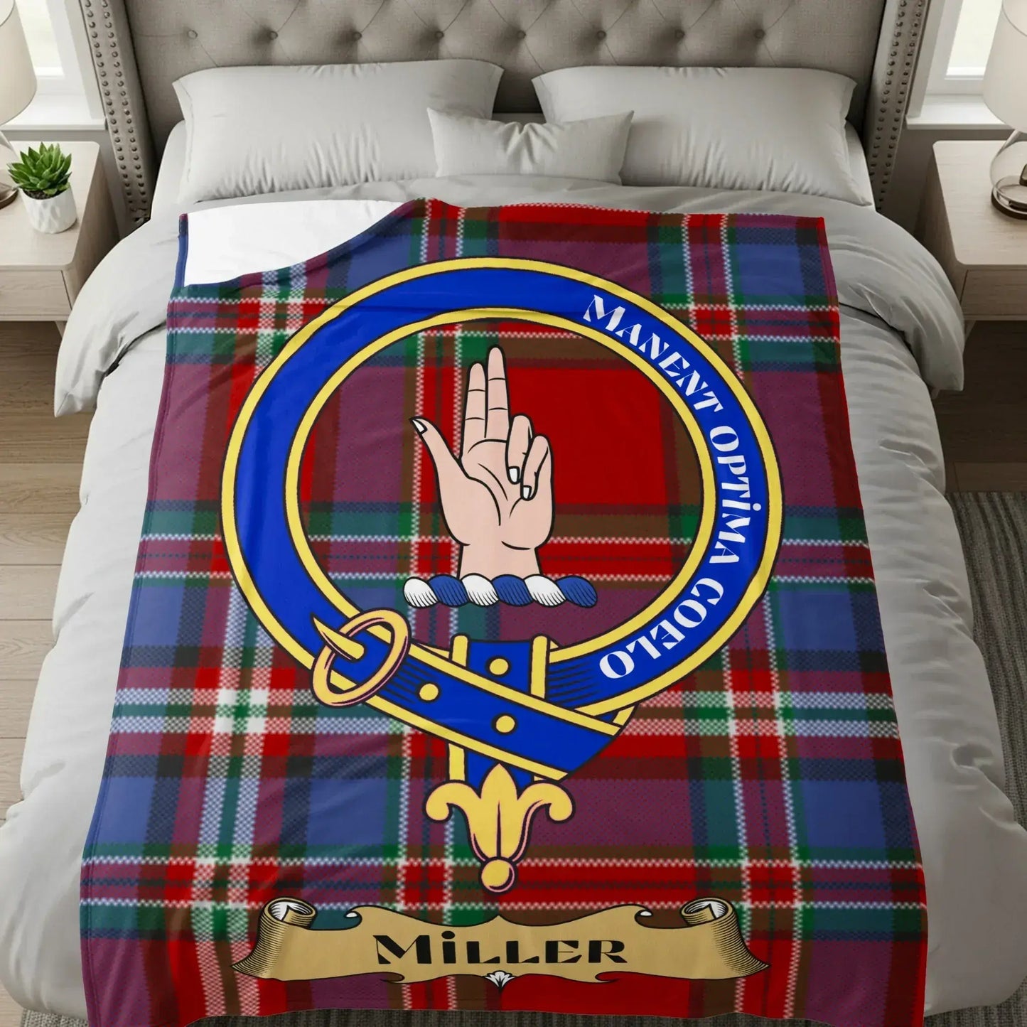 Scottish Clan Crest Tartan Blanket Cozy Bedding Product