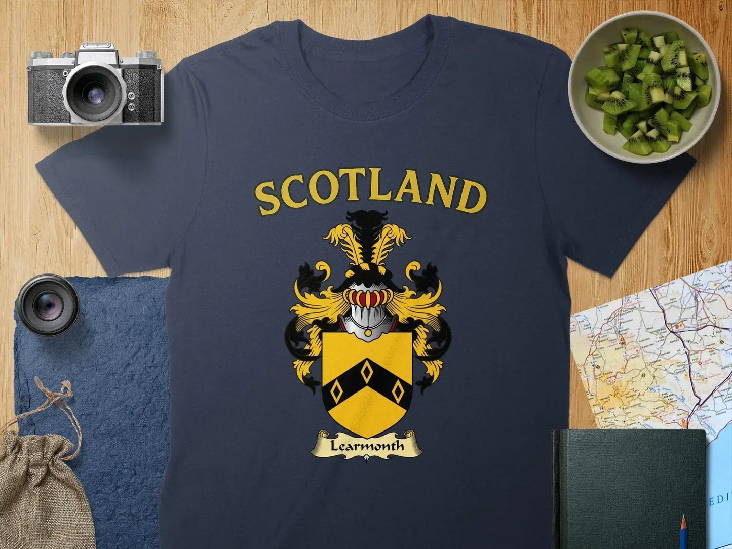 Scotland Learmonth Crest Design Navy Blue T-Shirt product