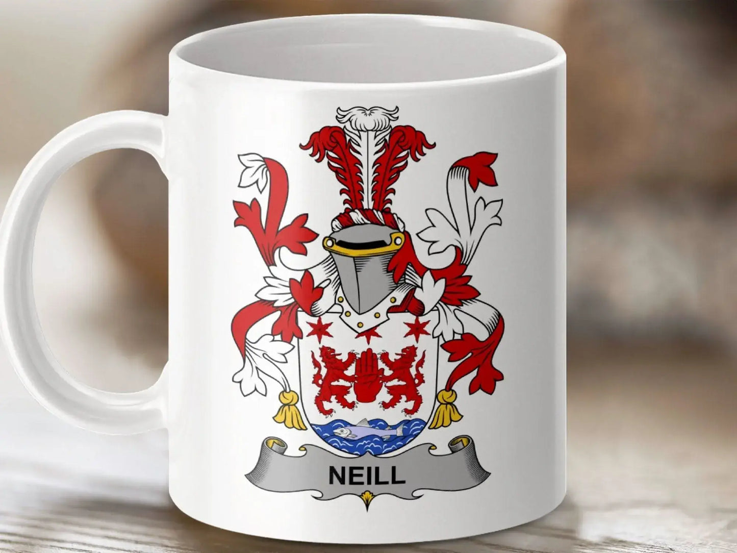 Neill Family Coat of Arms Heritage Ceramic Mug - Celtic Ancestry Gifts