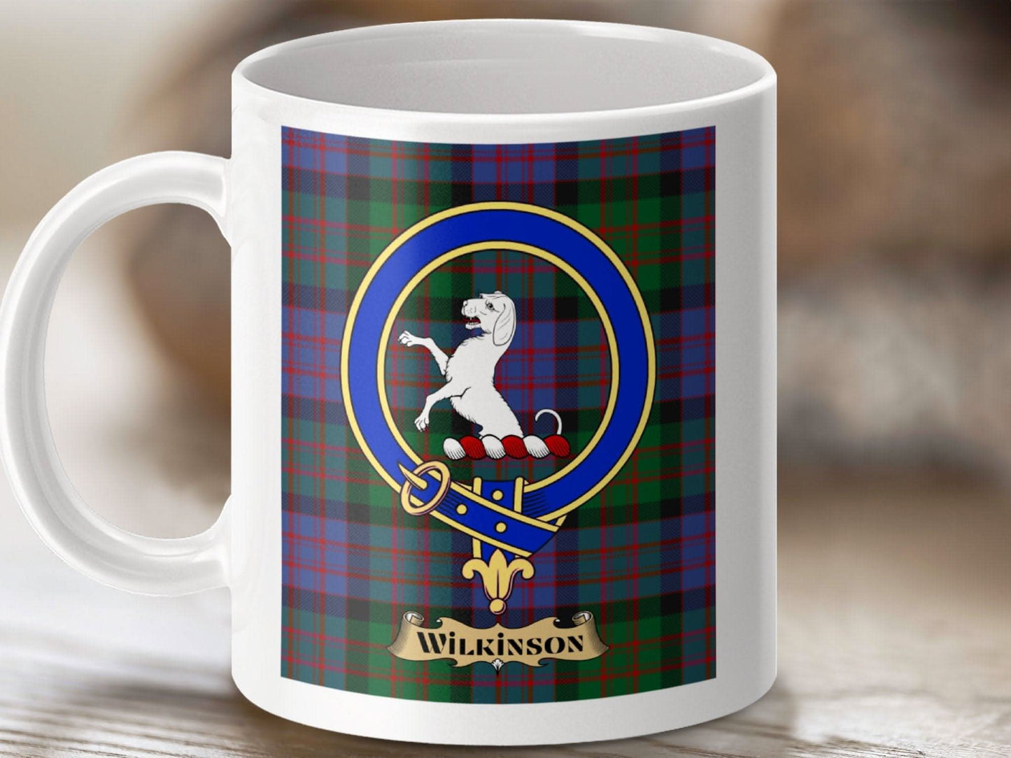 Wilkinson Clan Crest Tartan Mug Design product type