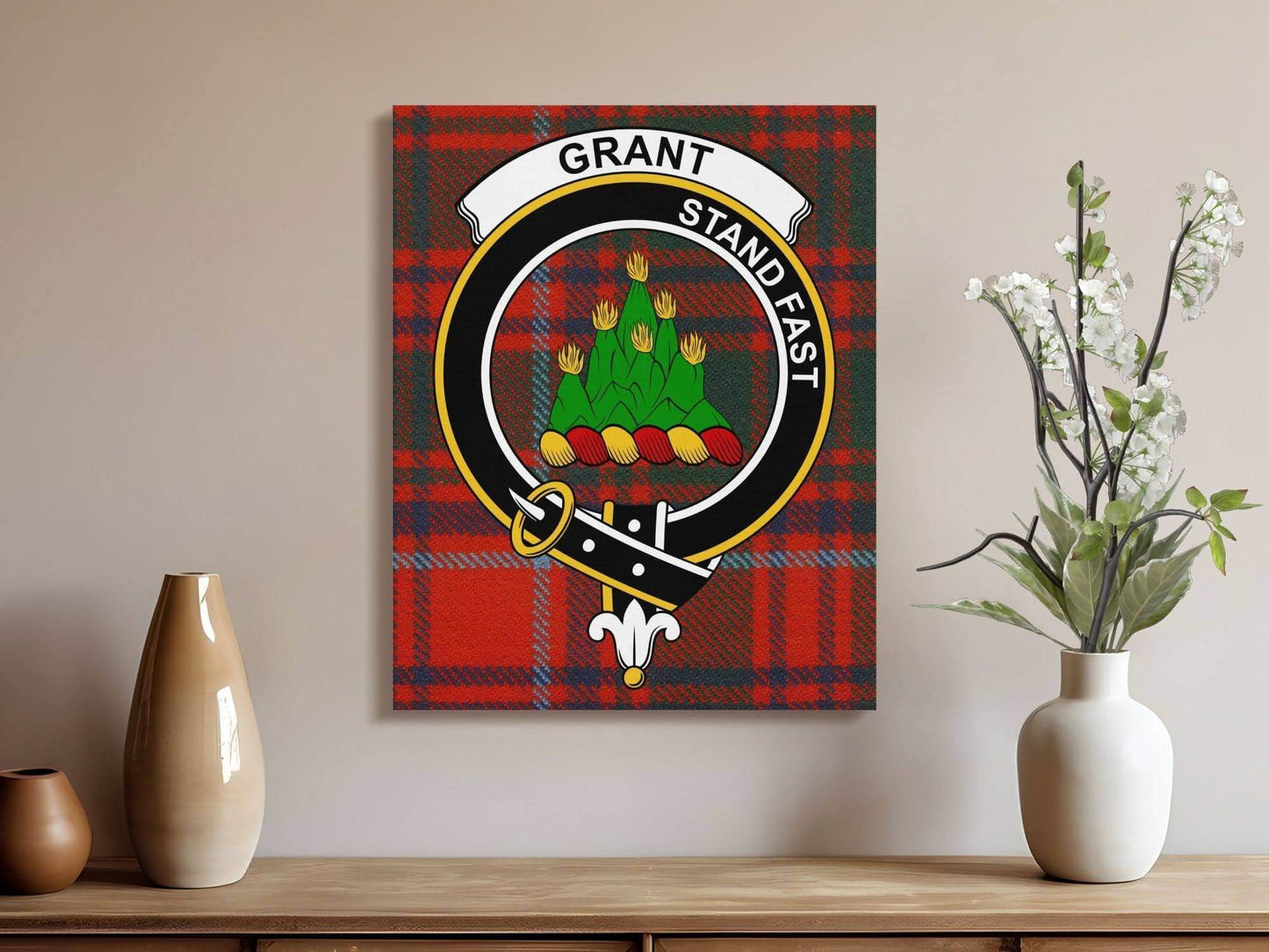 Grant Scottish Tartan Stand Fast Crest Canvas - Celtic Ancestry Gifts