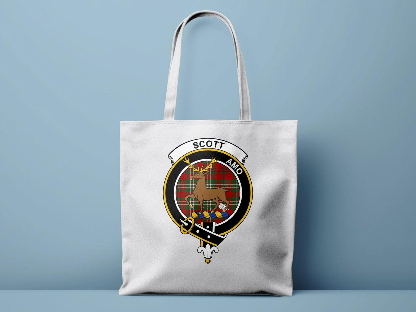 Scott Scottish Clan Crest Tartan Plaid Deer Tote Bags - Celtic Ancestry Gifts