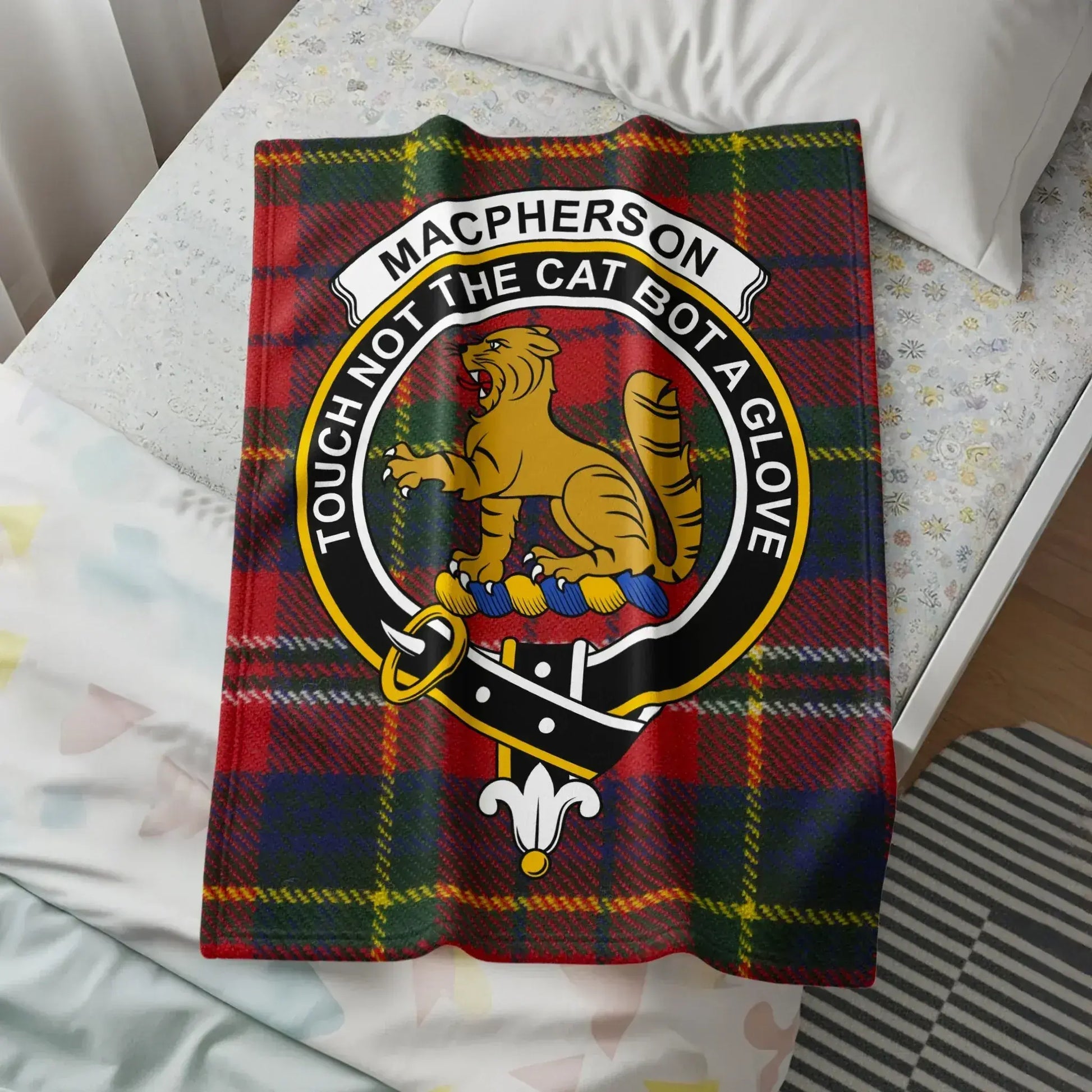 Macpherson Clan Crest Blanket Touch Not The Cat Product